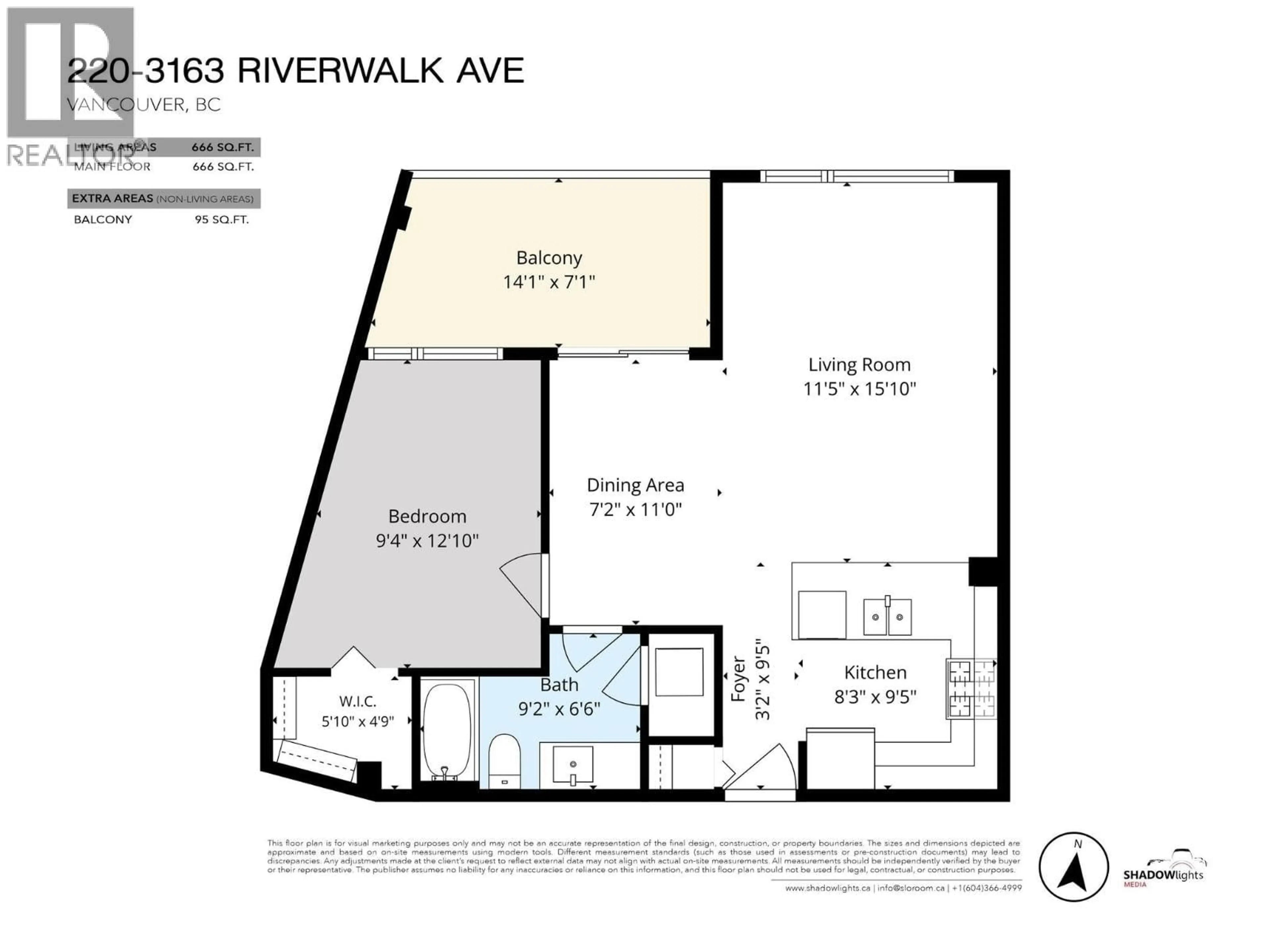 Floor plan for 220 - 3163 RIVERWALK AVENUE, Vancouver British Columbia V5S0A8
