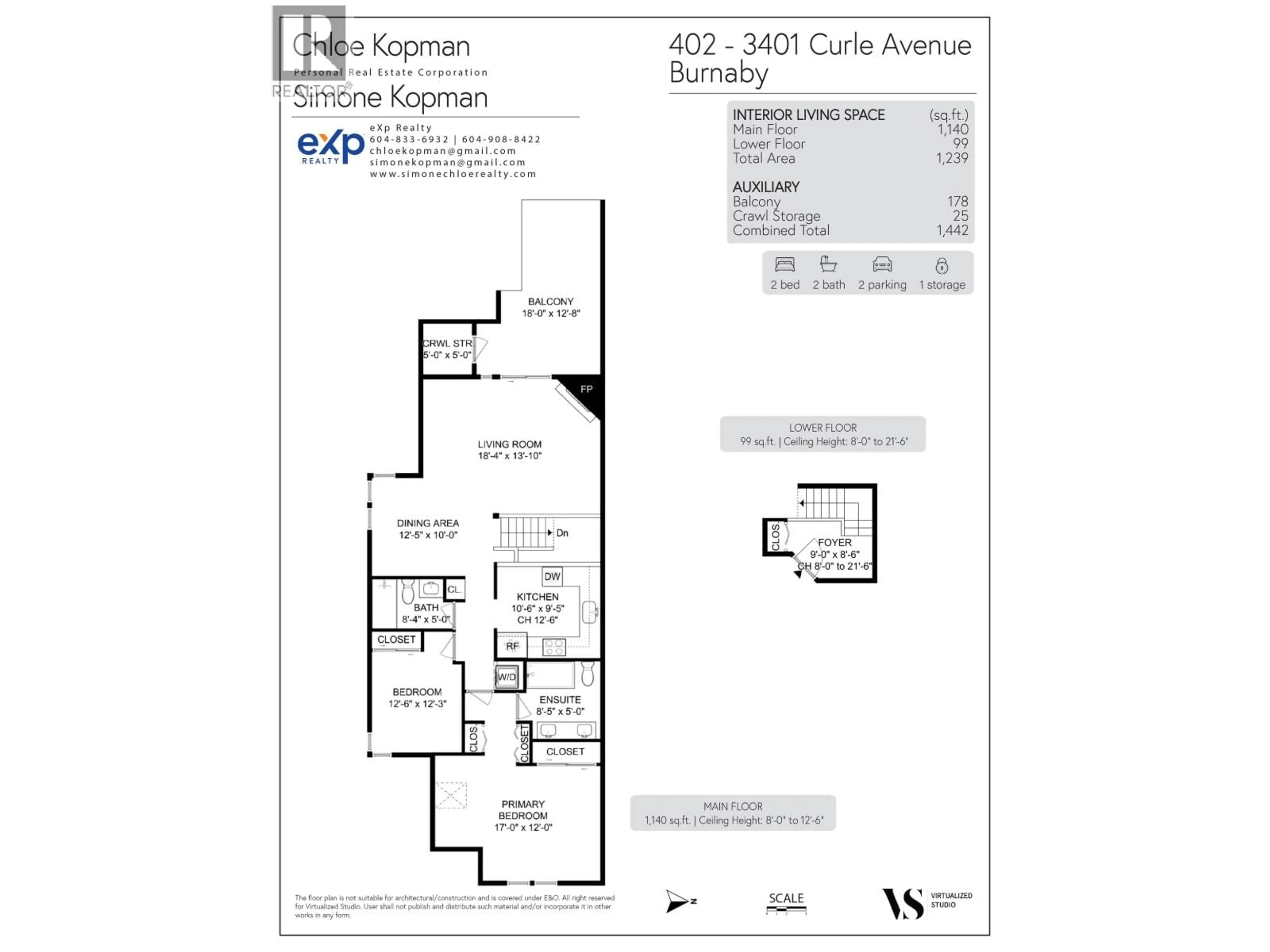 Floor plan for 402 - 3401 CURLE AVENUE, Burnaby British Columbia V5G4P4