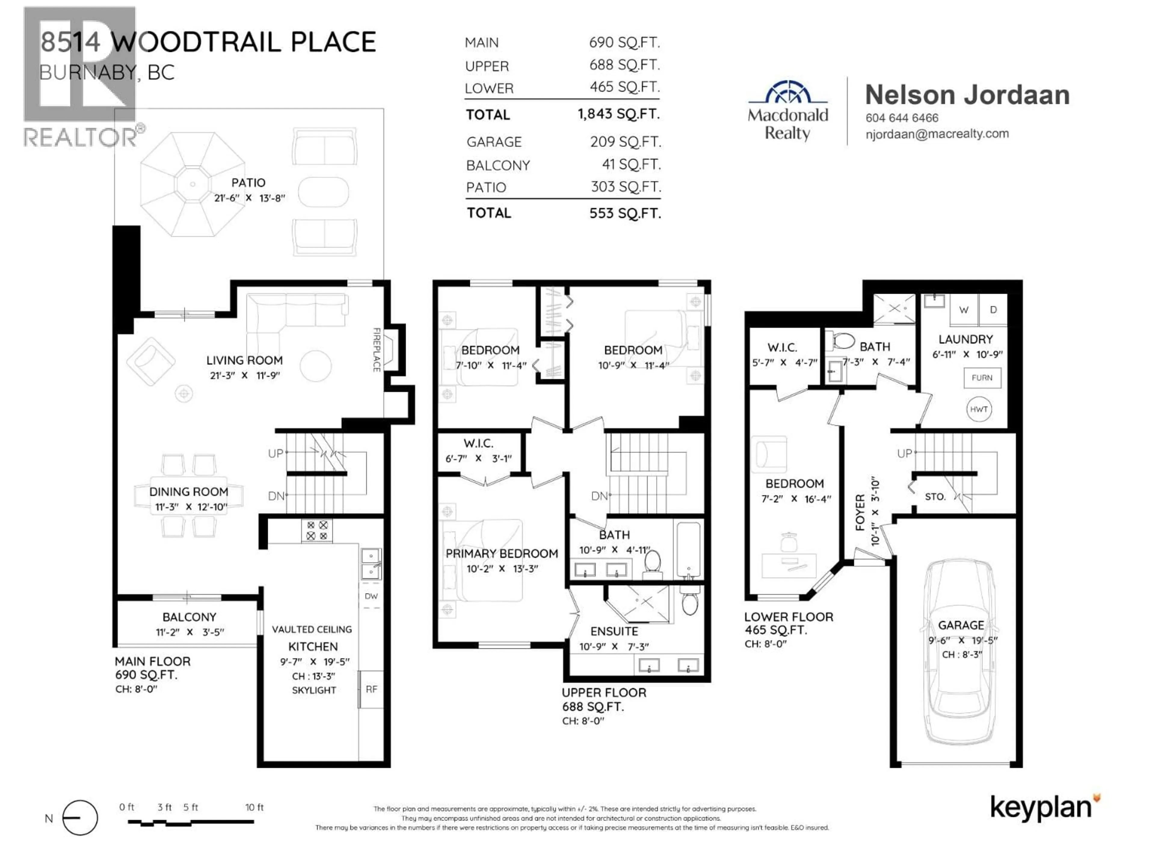 Floor plan for 8514 WOODTRAIL PLACE, Burnaby British Columbia V5A4A9