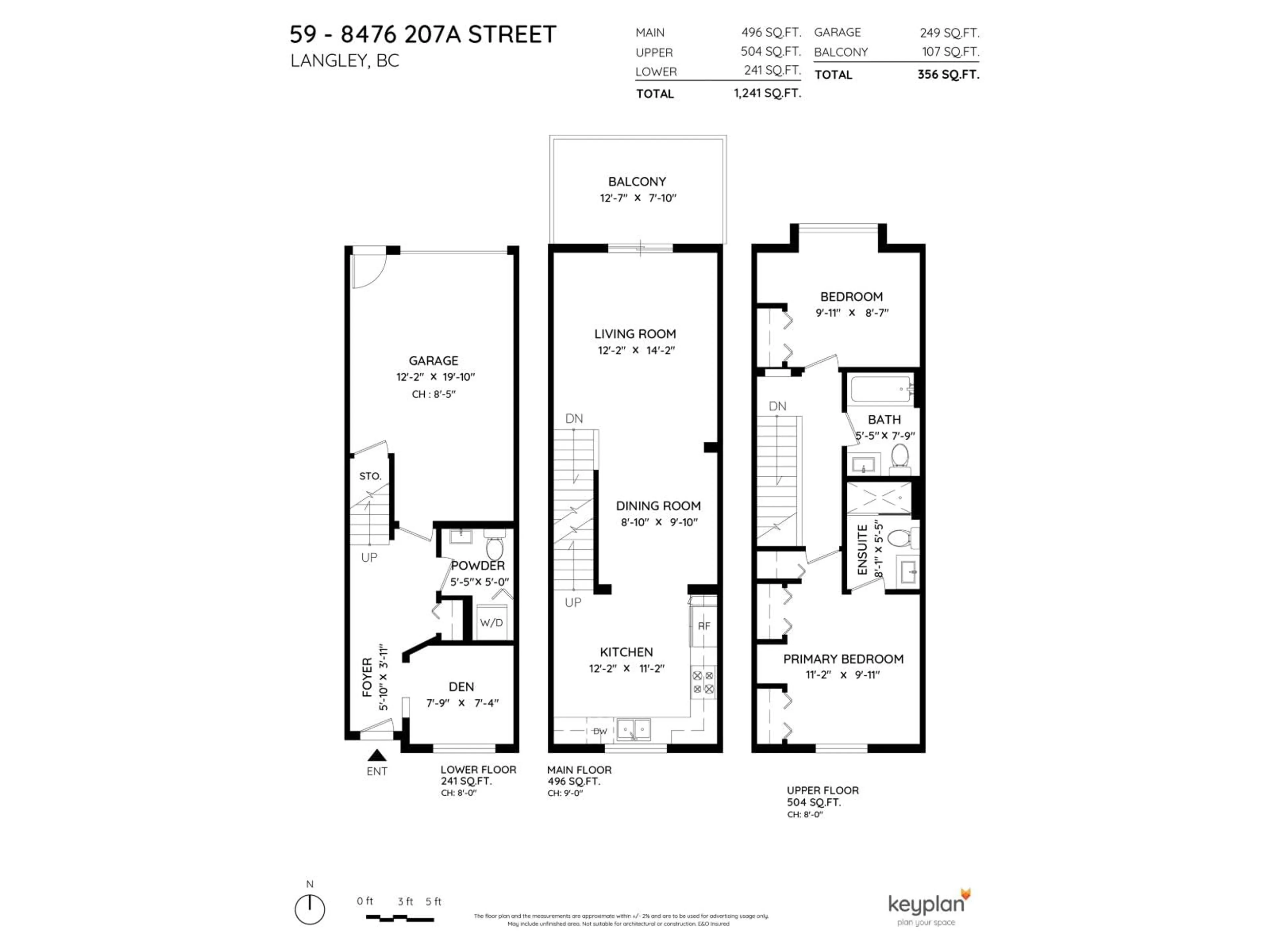 Floor plan for 59 - 8476 207A STREET, Langley British Columbia V2Y0S6