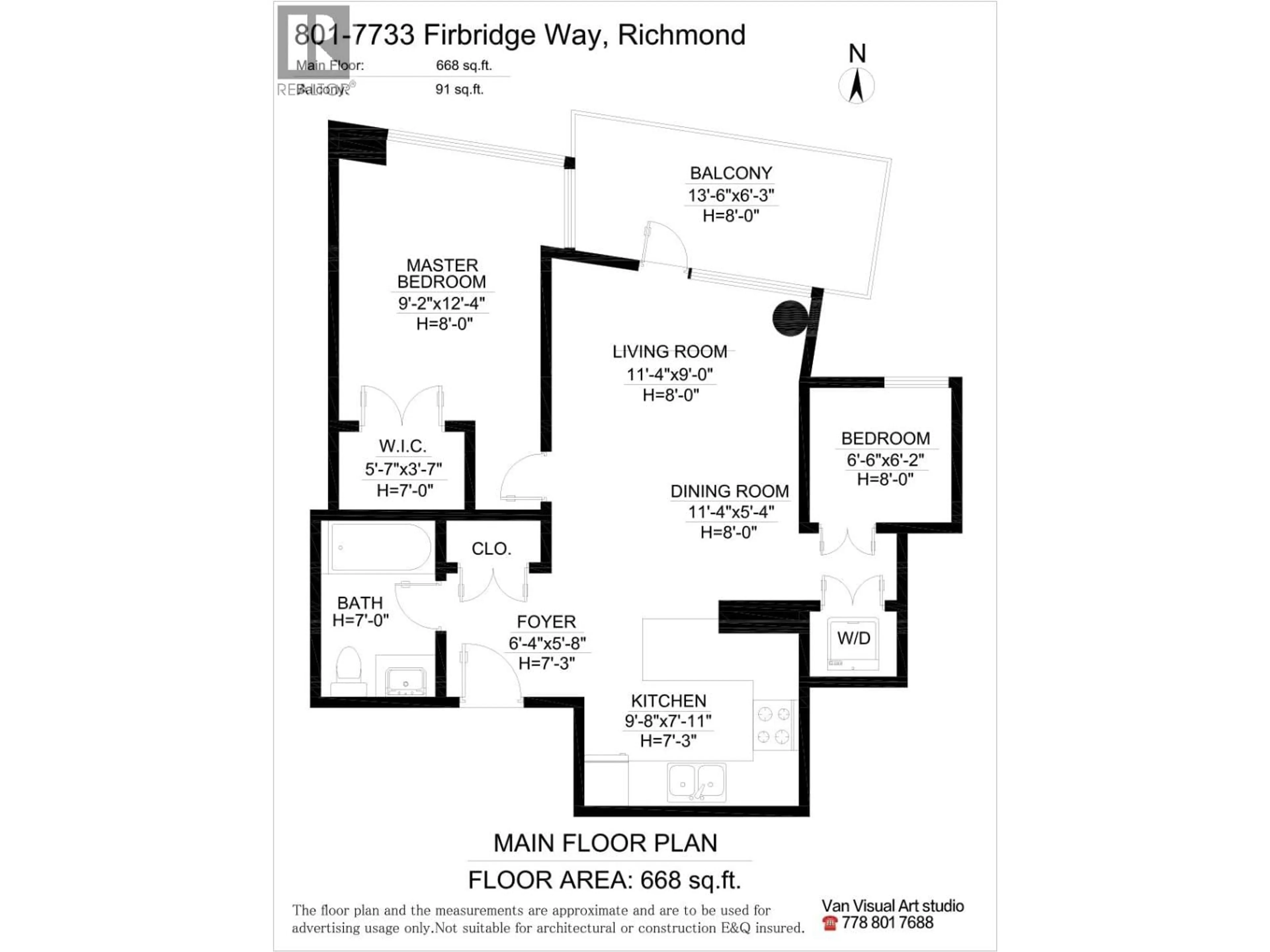 Floor plan for 801 - 7733 FIRBRIDGE WAY, Richmond British Columbia V6X0M7