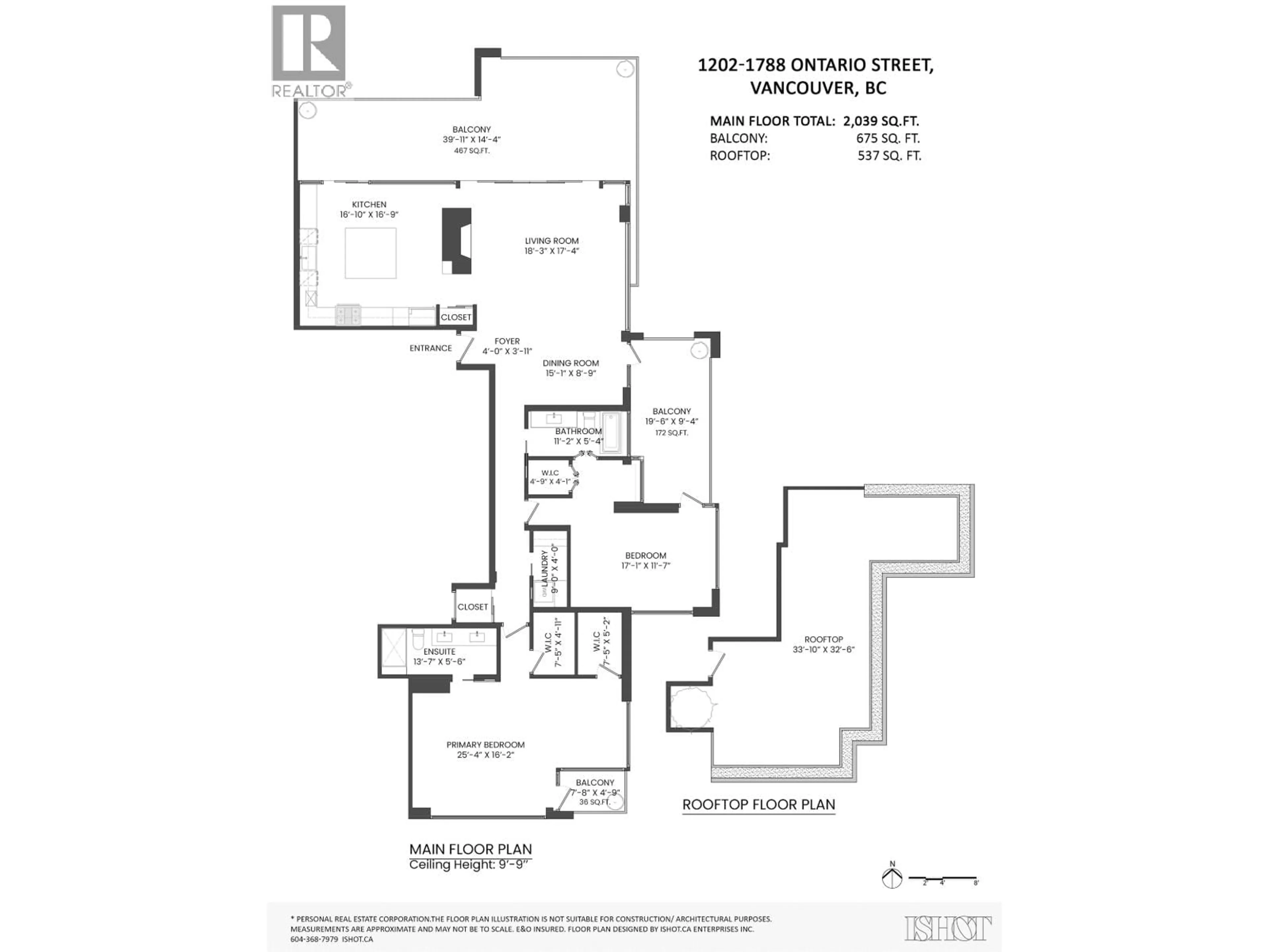 Floor plan for 1202 - 1788 ONTARIO STREET, Vancouver British Columbia V5T0G3