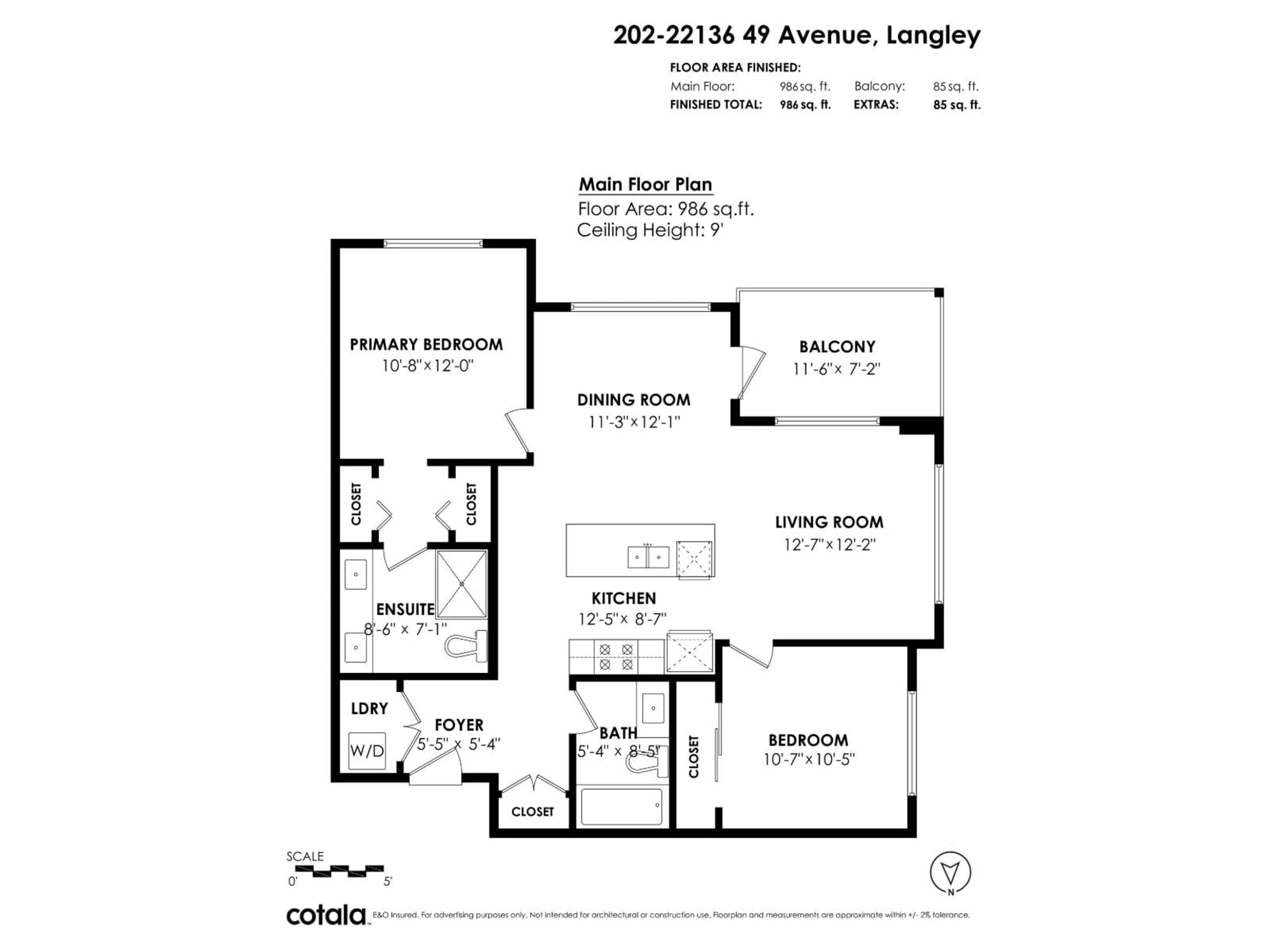 Floor plan for 202 - 22136 49 AVENUE, Langley British Columbia V3A0M8