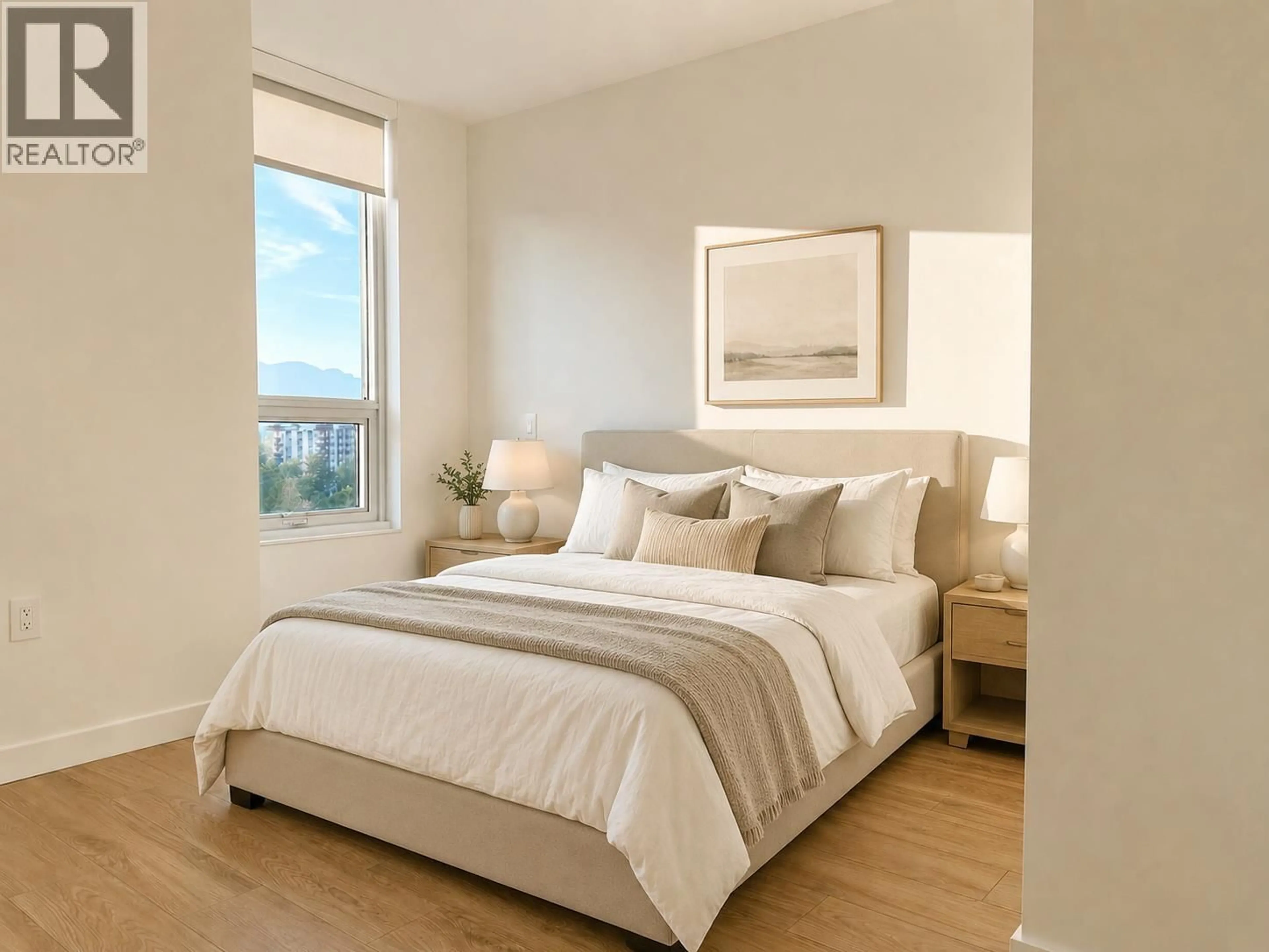 Bedroom with bed, wood/laminate floor for 2001 - 2135 SPRINGER AVENUE, Burnaby British Columbia V5B0C1