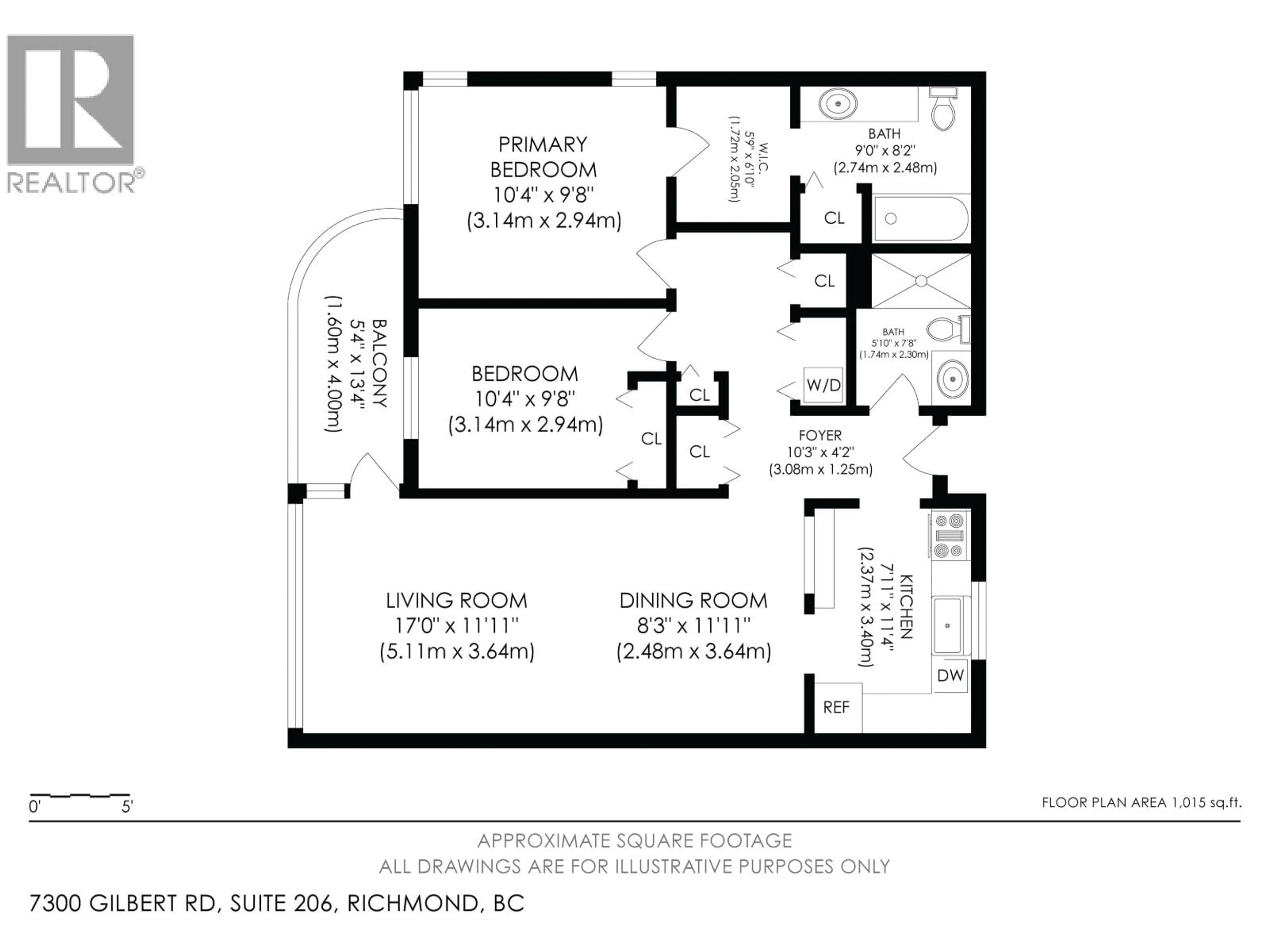 Floor plan for 206 - 7300 GILBERT ROAD, Richmond British Columbia V7C3W2