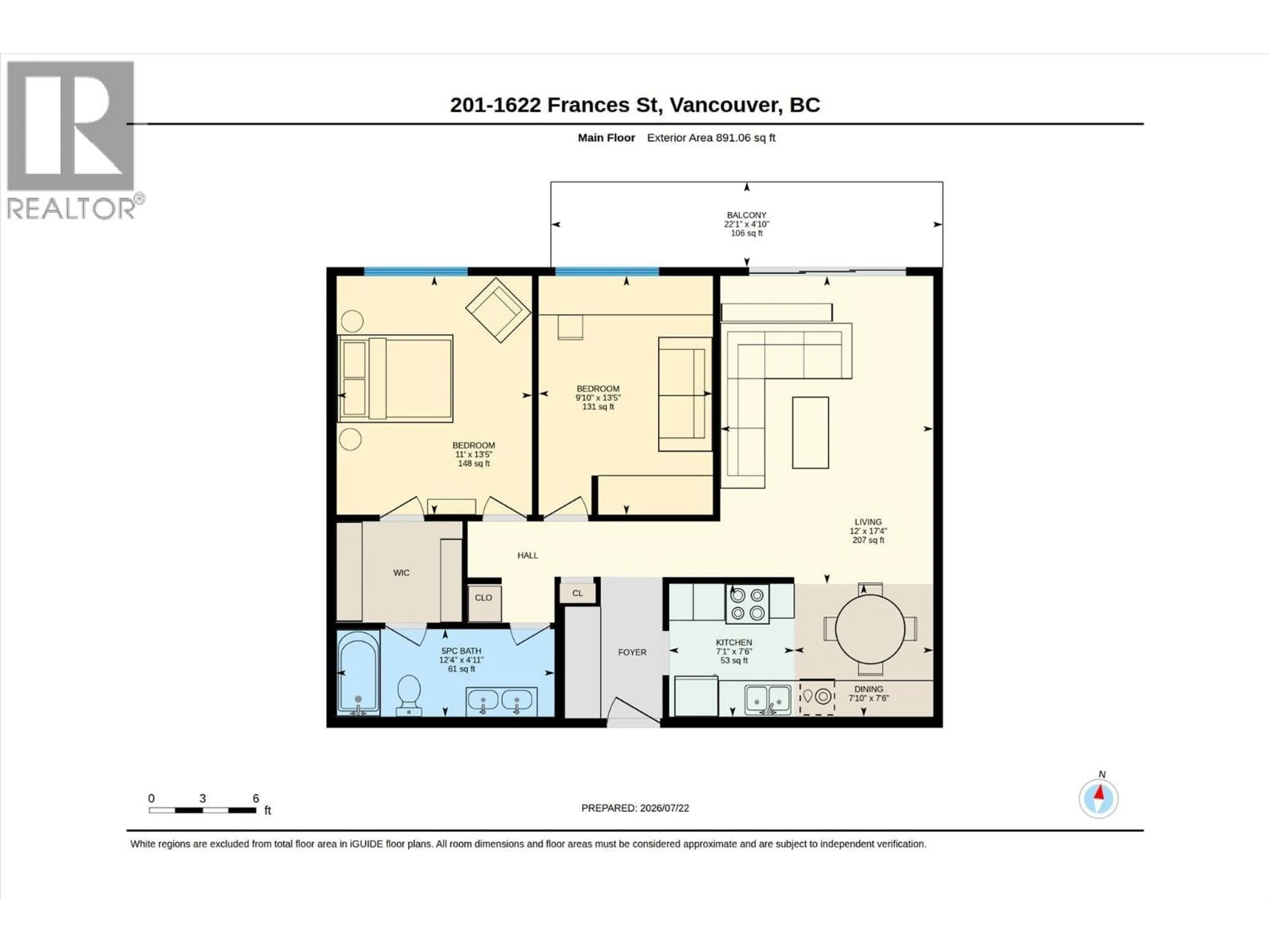 Floor plan for 201 - 1622 FRANCES STREET, Vancouver British Columbia V5L1Z4