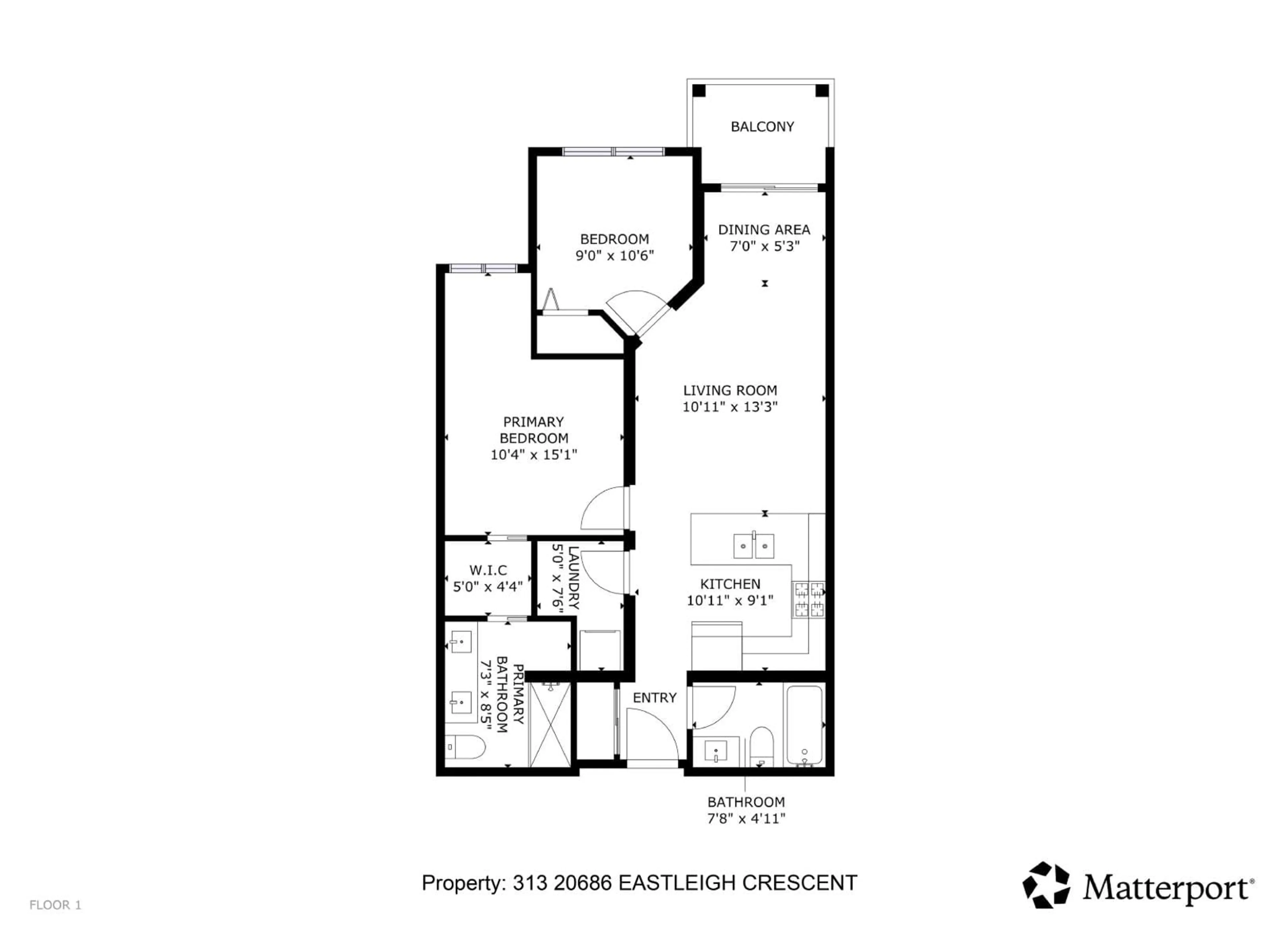 Floor plan for 313 - 20686 EASTLEIGH CRESCENT, Langley British Columbia V3A0M4