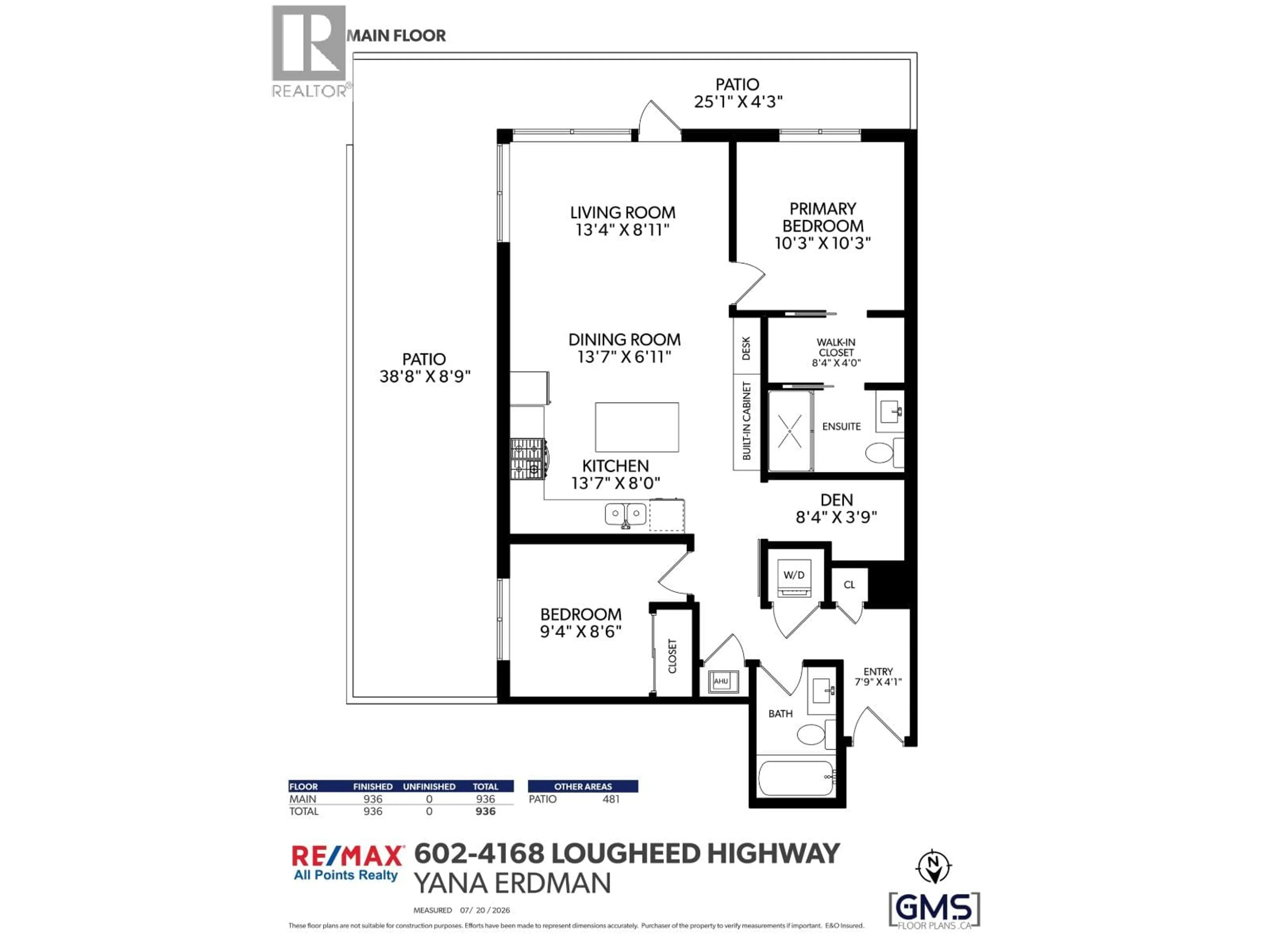 Floor plan for 602 - 4168 LOUGHEED HIGHWAY, Burnaby British Columbia V5C0N9