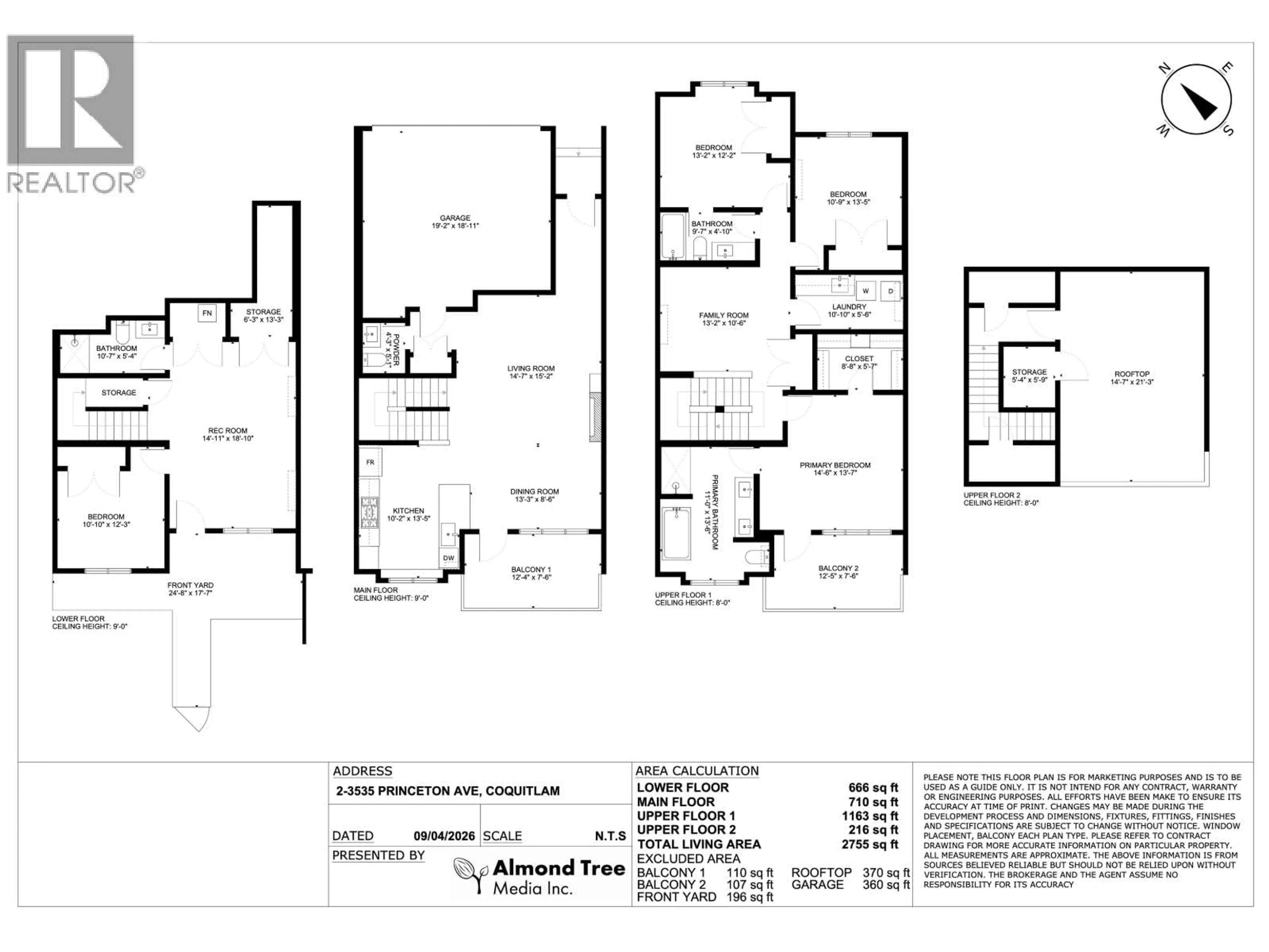Floor plan for 2 - 3535 PRINCETON AVENUE, Coquitlam British Columbia V3E0P1