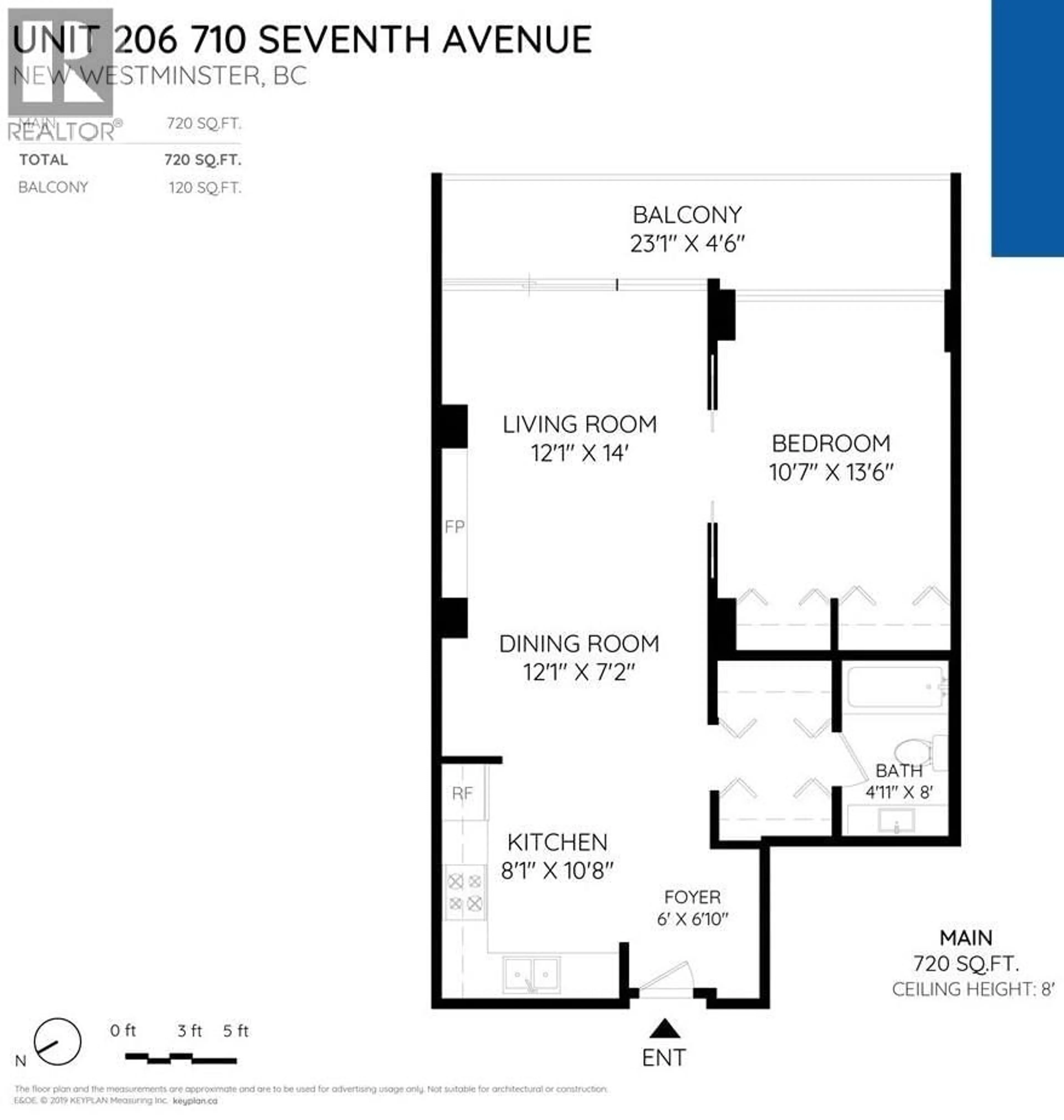 Floor plan for 206 - 710 SEVENTH AVENUE, New Westminster British Columbia V3M5V3