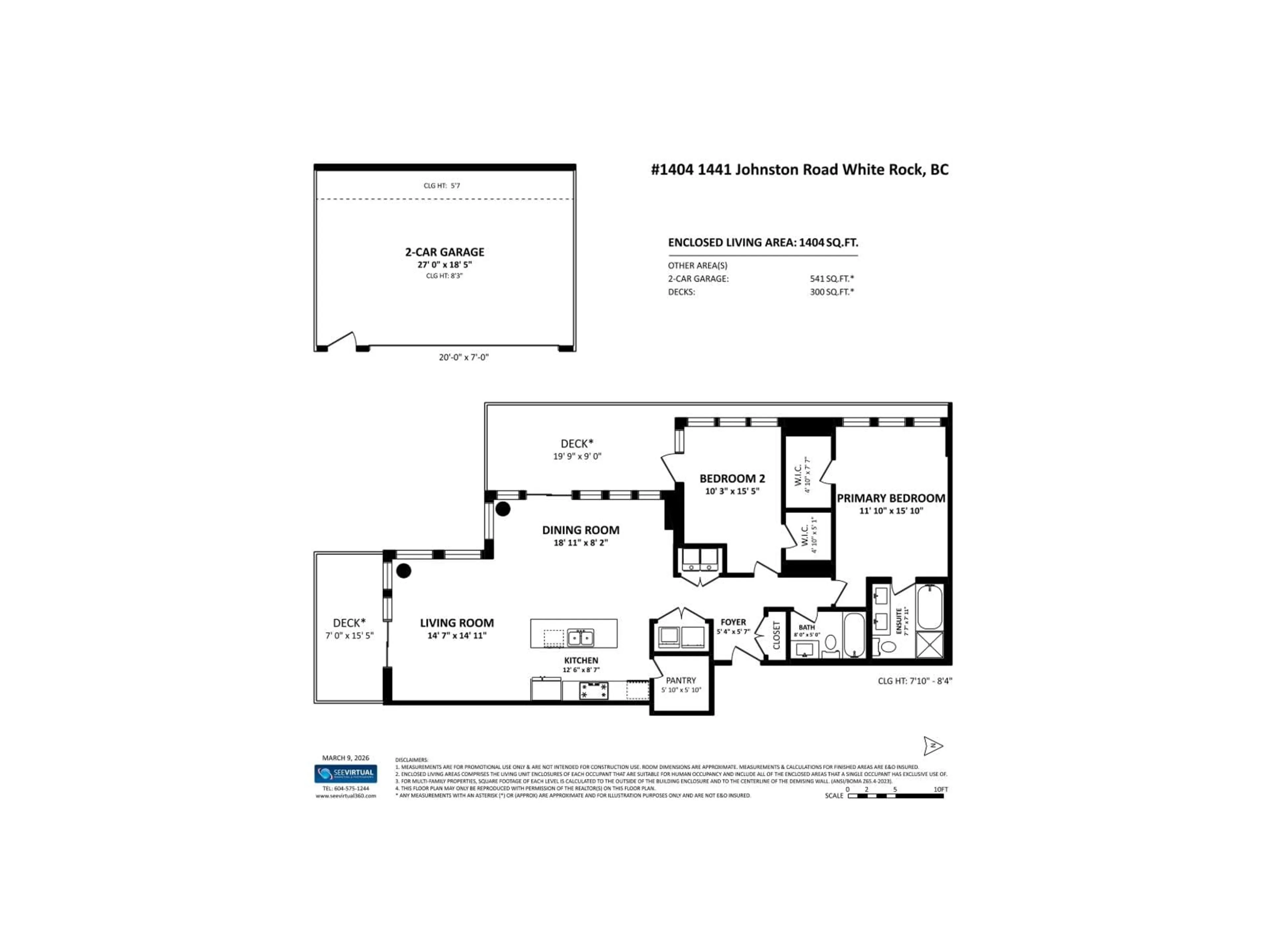 Floor plan for 1404 - 1441 JOHNSTON ROAD, White Rock British Columbia V4B3Z4