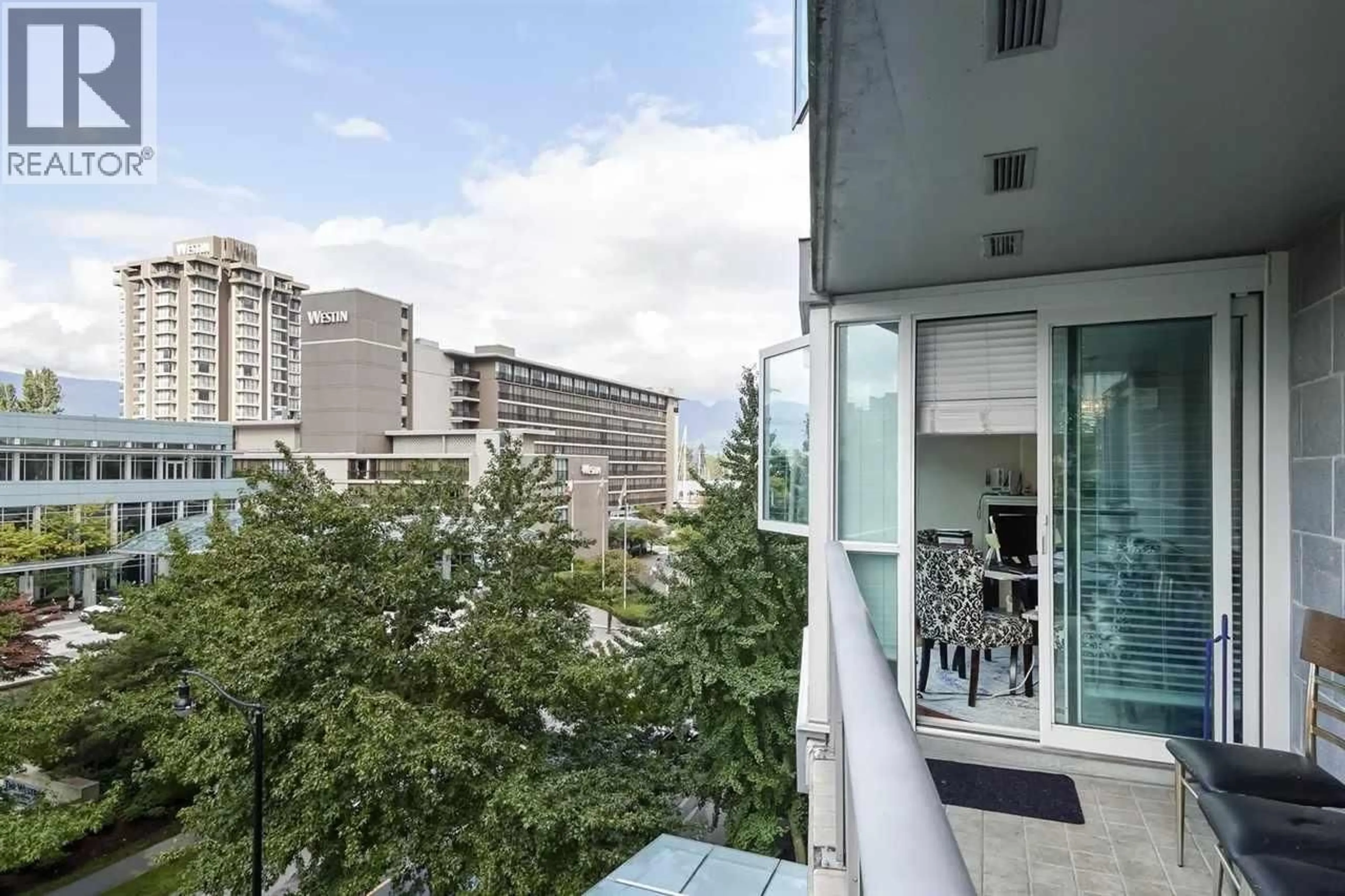 Balcony in the apartment, city buildings view from balcony for 505 - 560 CARDERO STREET, Vancouver British Columbia V6G3E9