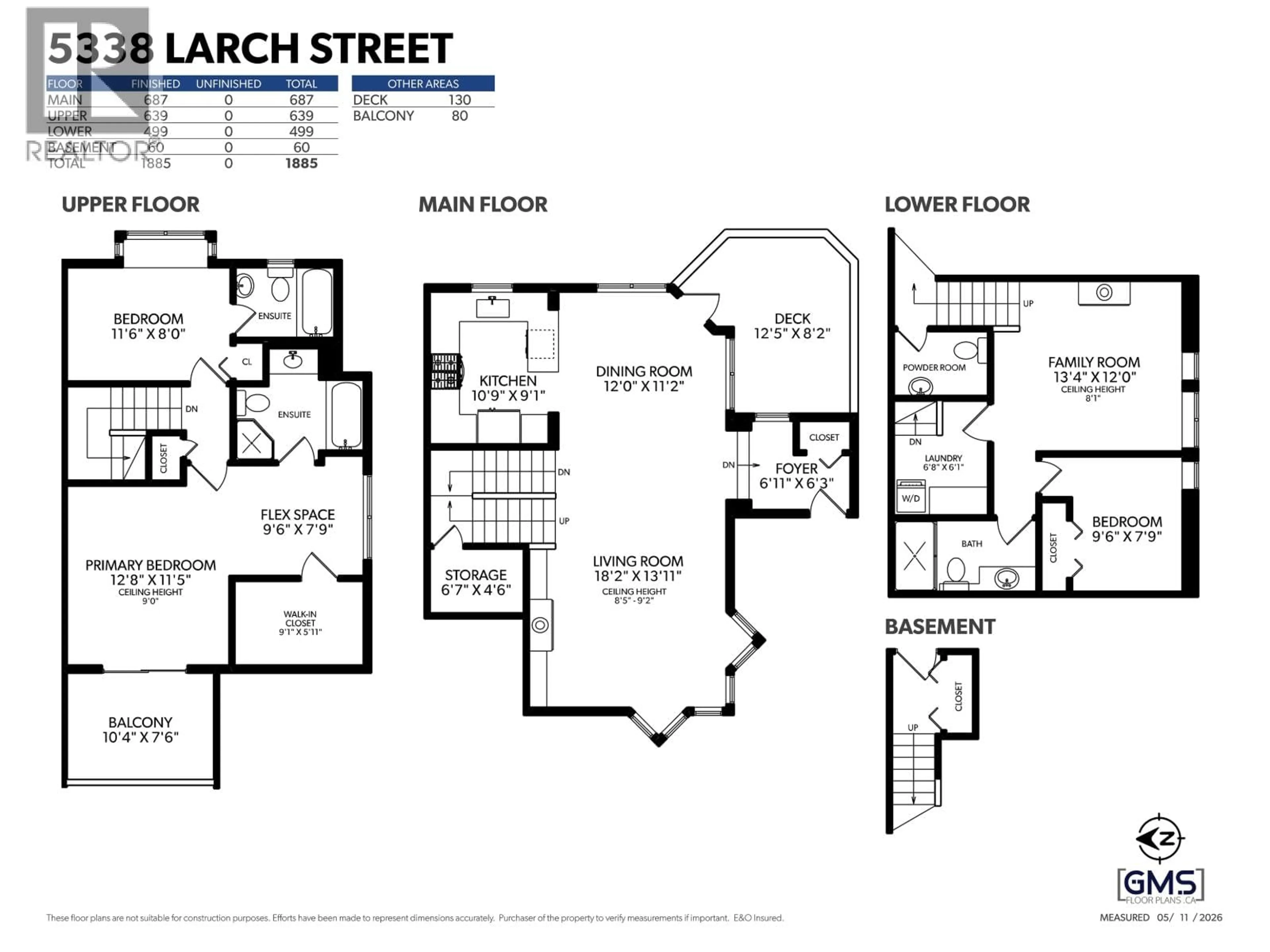 Floor plan for 5338 LARCH STREET, Vancouver British Columbia V6M4C8
