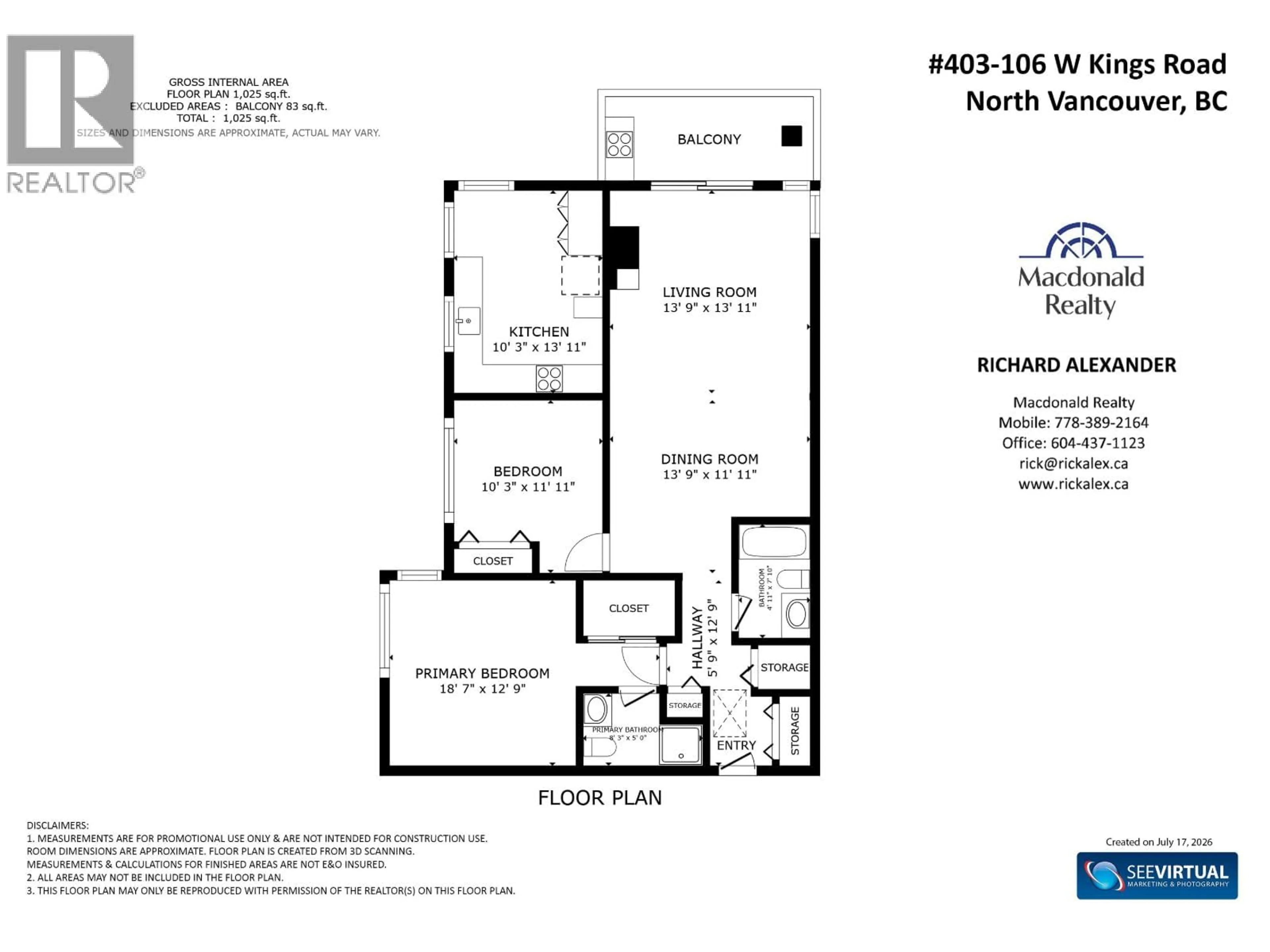 Floor plan for 403 - 106 KINGS ROAD, North Vancouver British Columbia V7N2L8