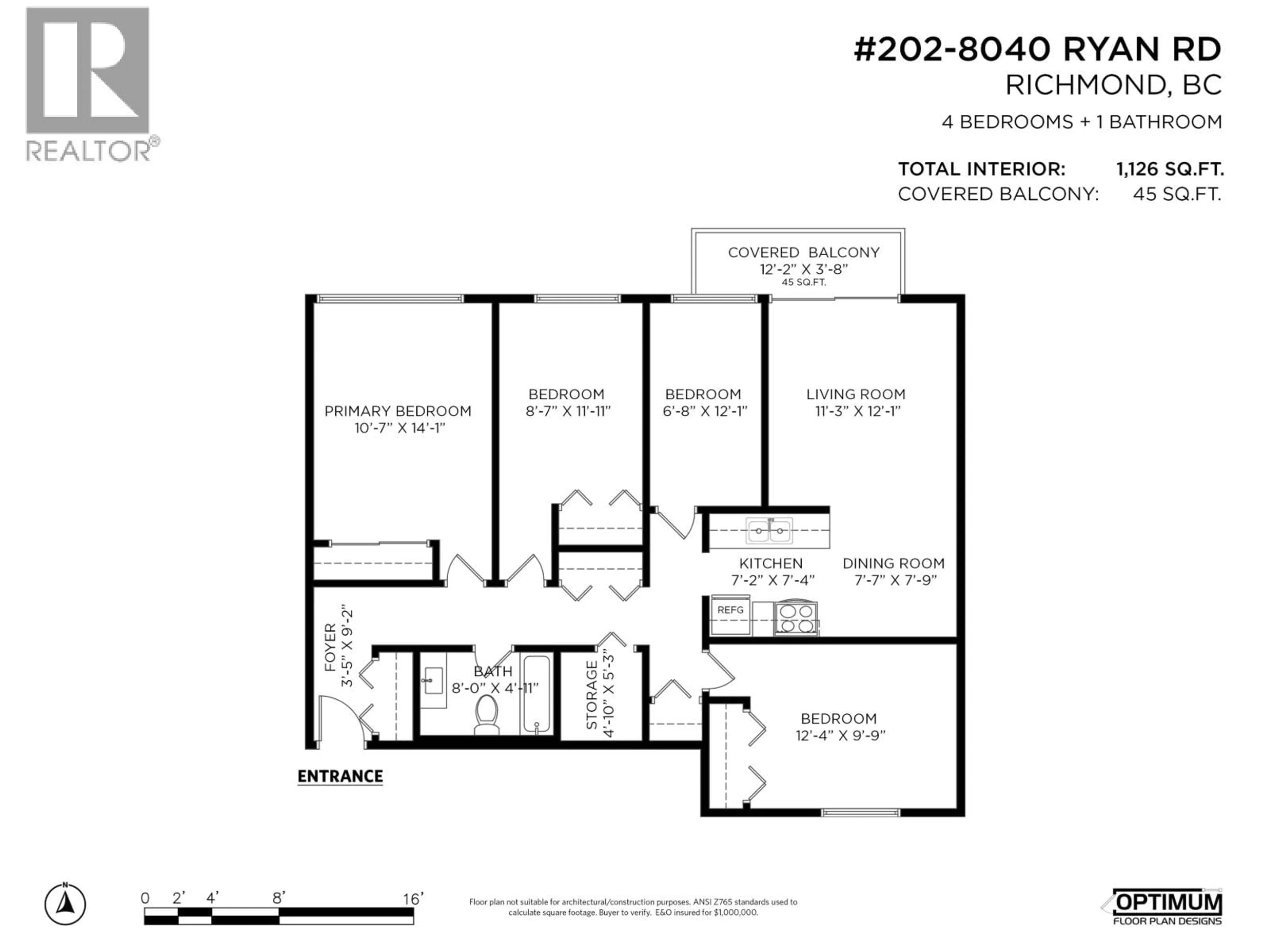 Floor plan for 202 - 8040 RYAN ROAD, Richmond British Columbia V7A2E5