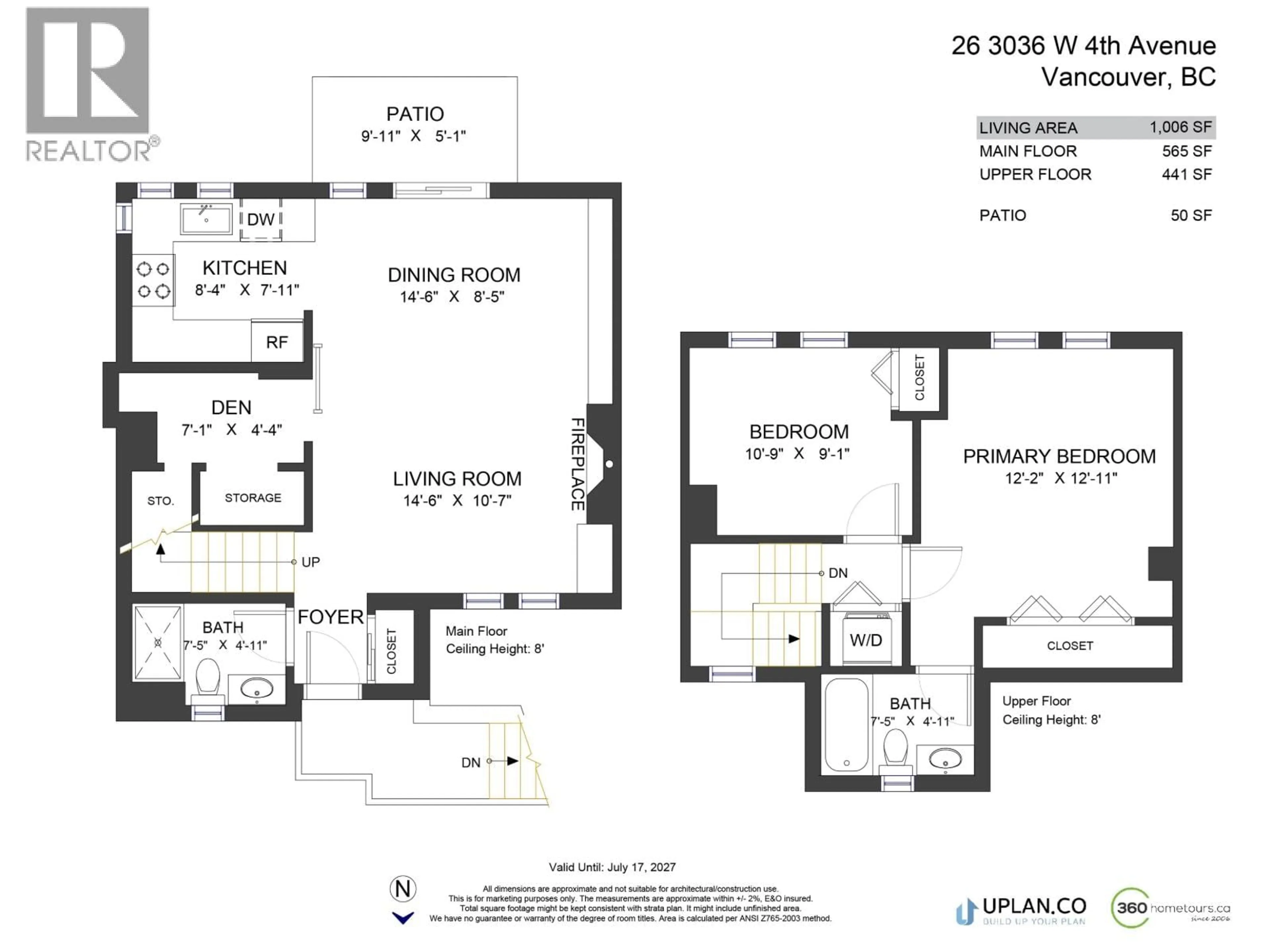 Floor plan for 26 - 3036 4 AVENUE, Vancouver British Columbia V6K1R4
