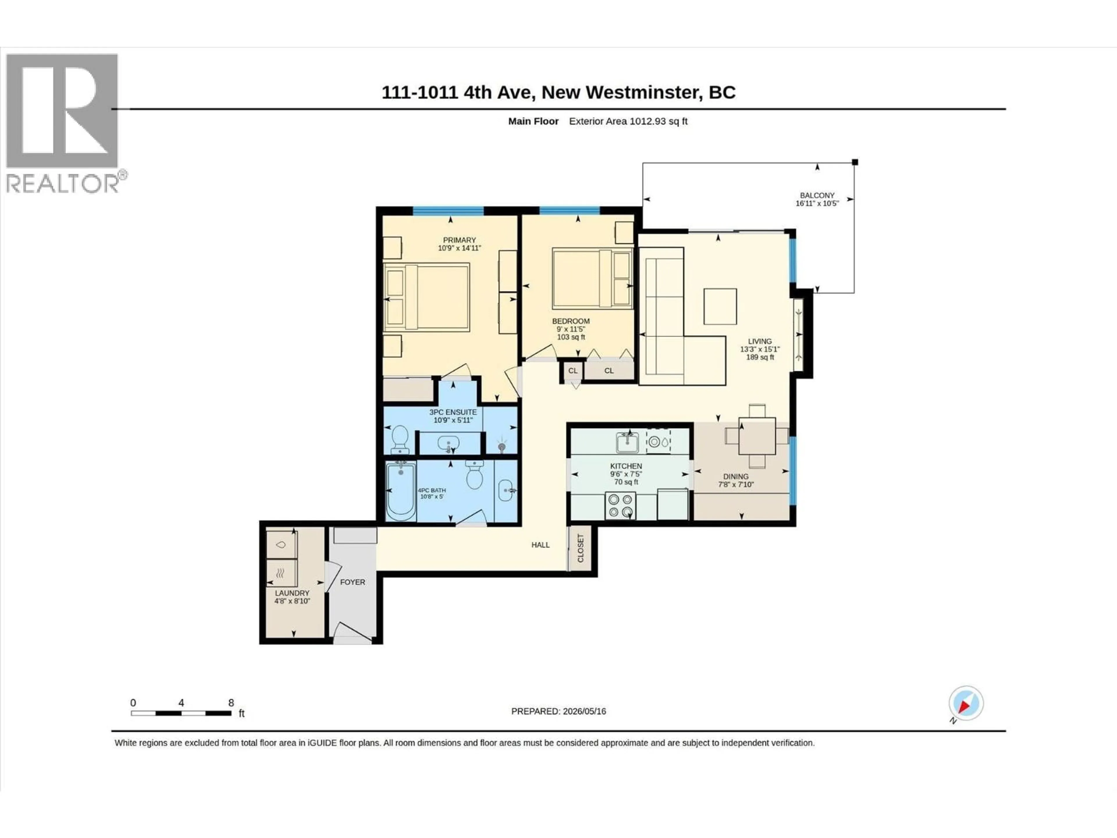 Floor plan for 111 - 1011 FOURTH AVENUE, New Westminster British Columbia V3M1T3