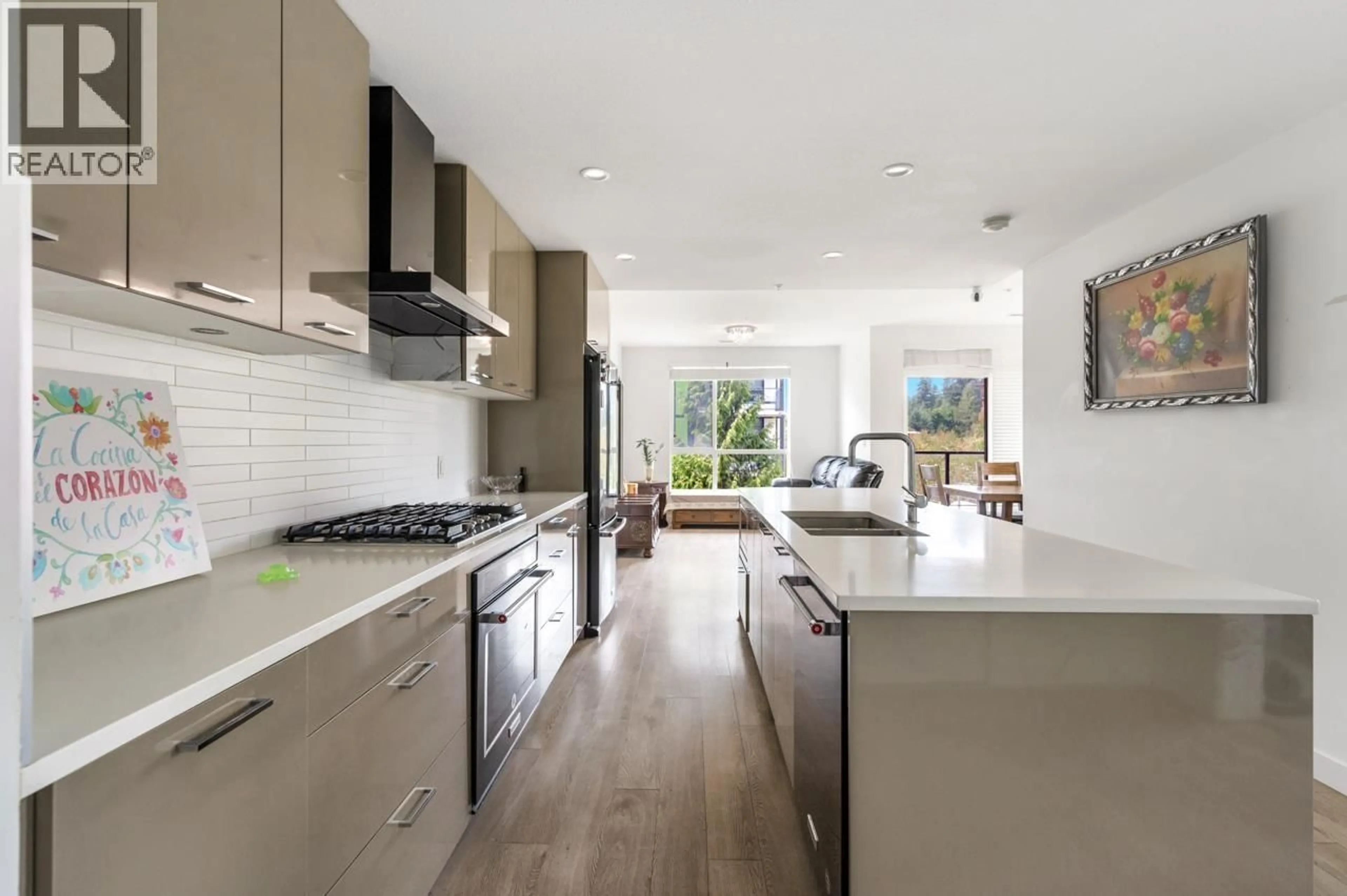 Open concept kitchen, ceramic/tile floor for 302 - 3581 ROSS DRIVE, Vancouver British Columbia V6S0K5