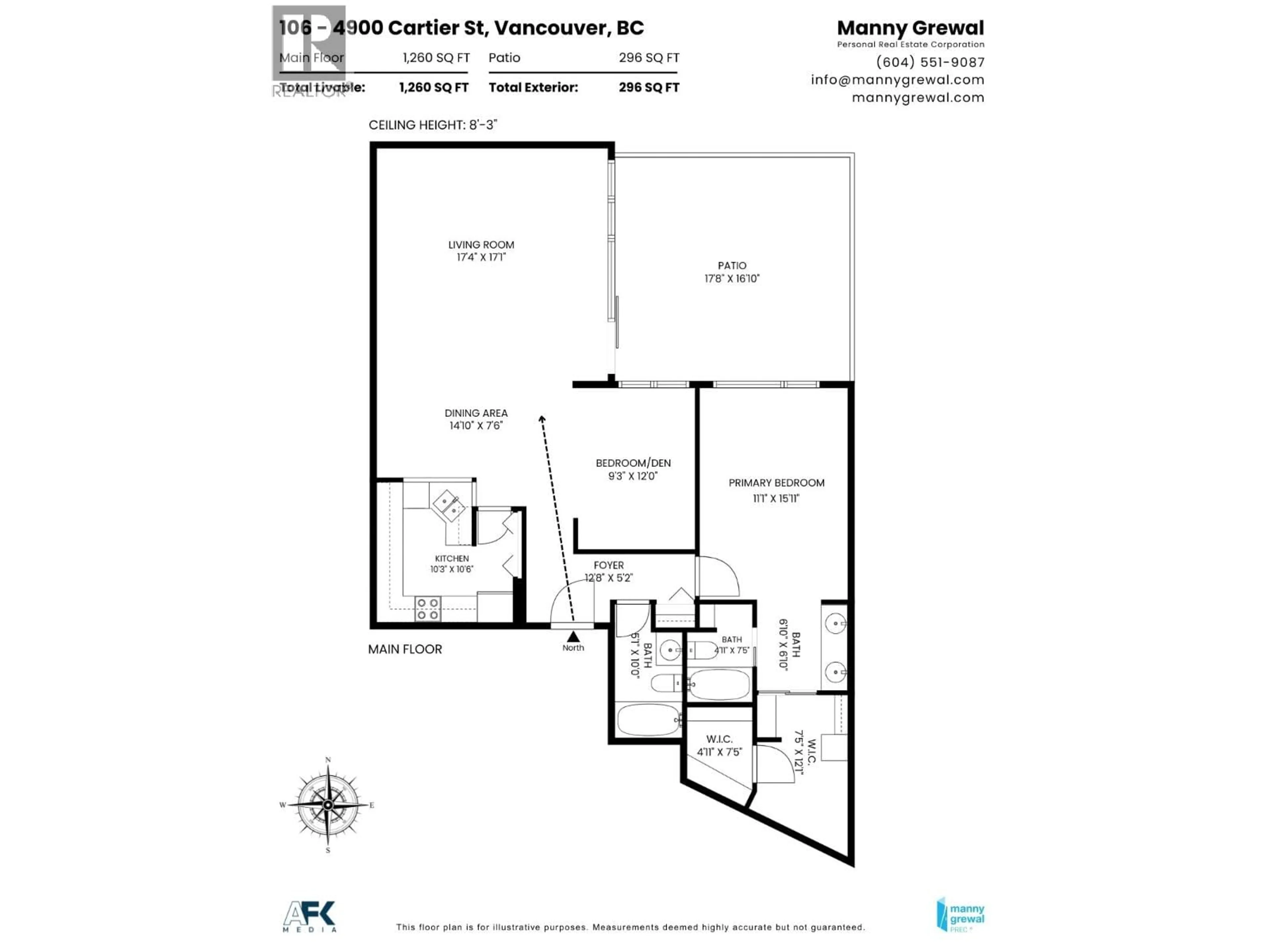 Floor plan for 106 - 4900 CARTIER STREET, Vancouver British Columbia V6M4H2