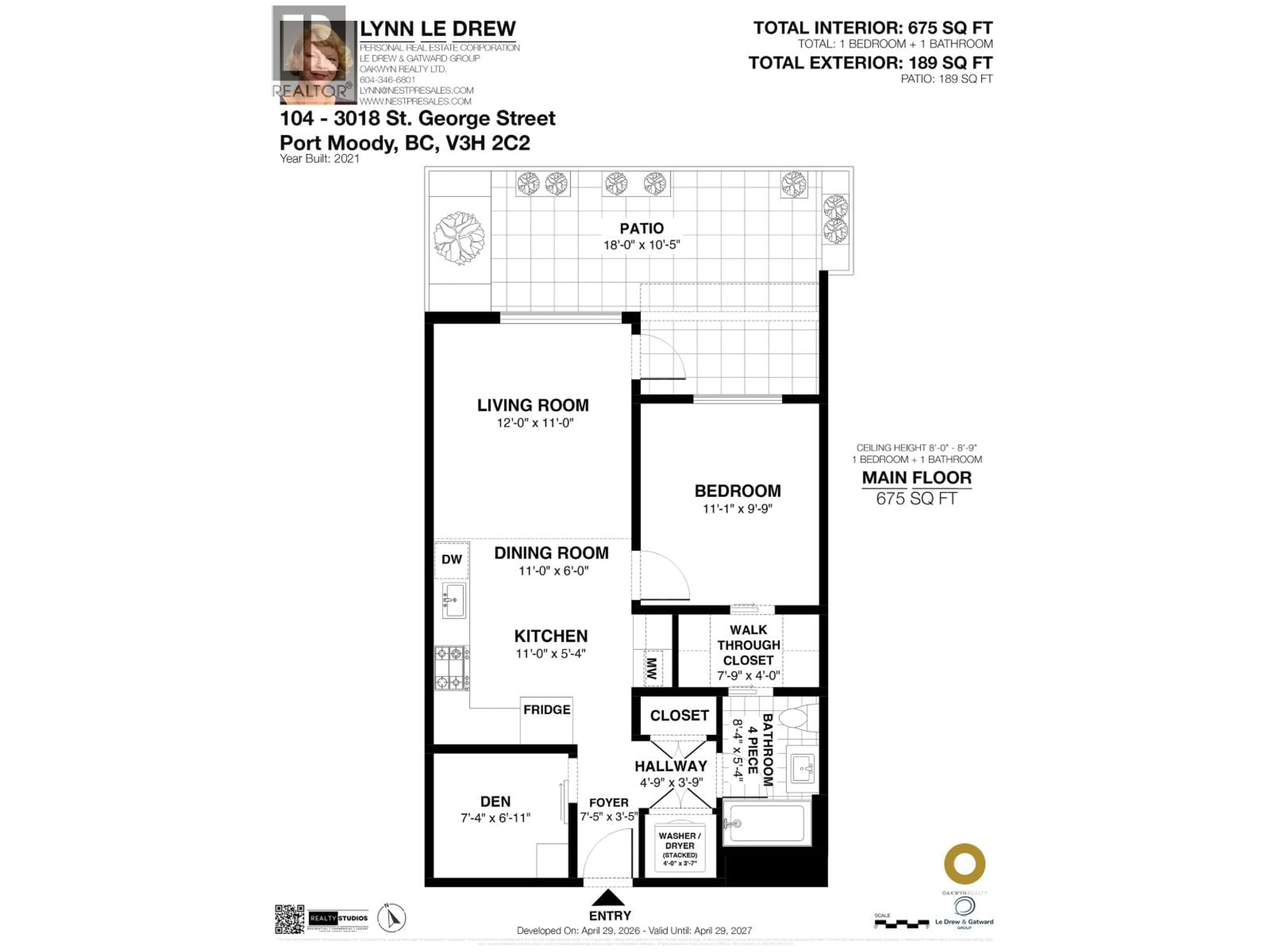 Floor plan for 104 - 3018 ST. GEORGE STREET, Port Moody British Columbia V3H0L4