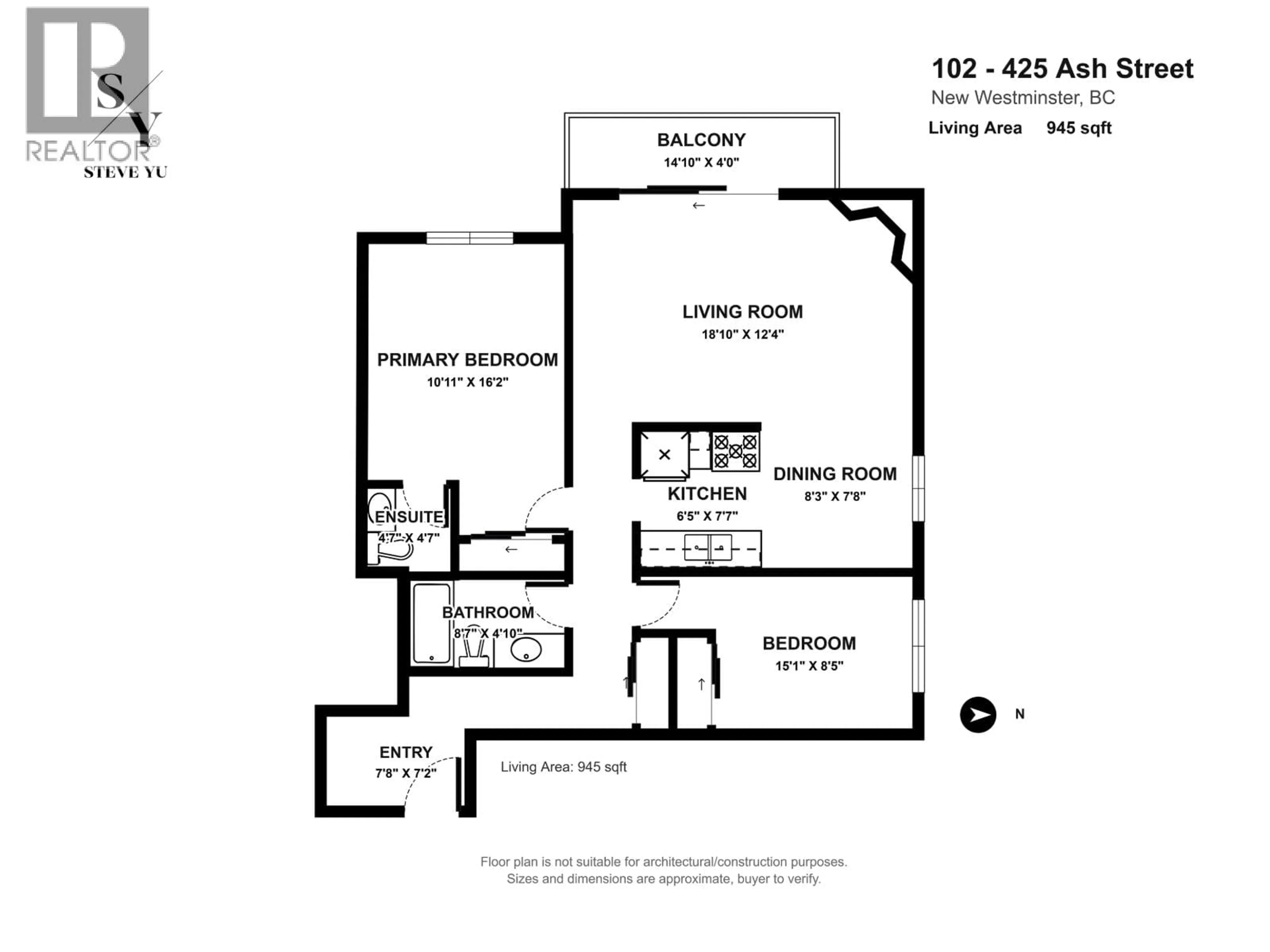 Floor plan for 102 - 425 ASH STREET, New Westminster British Columbia V3M3N2