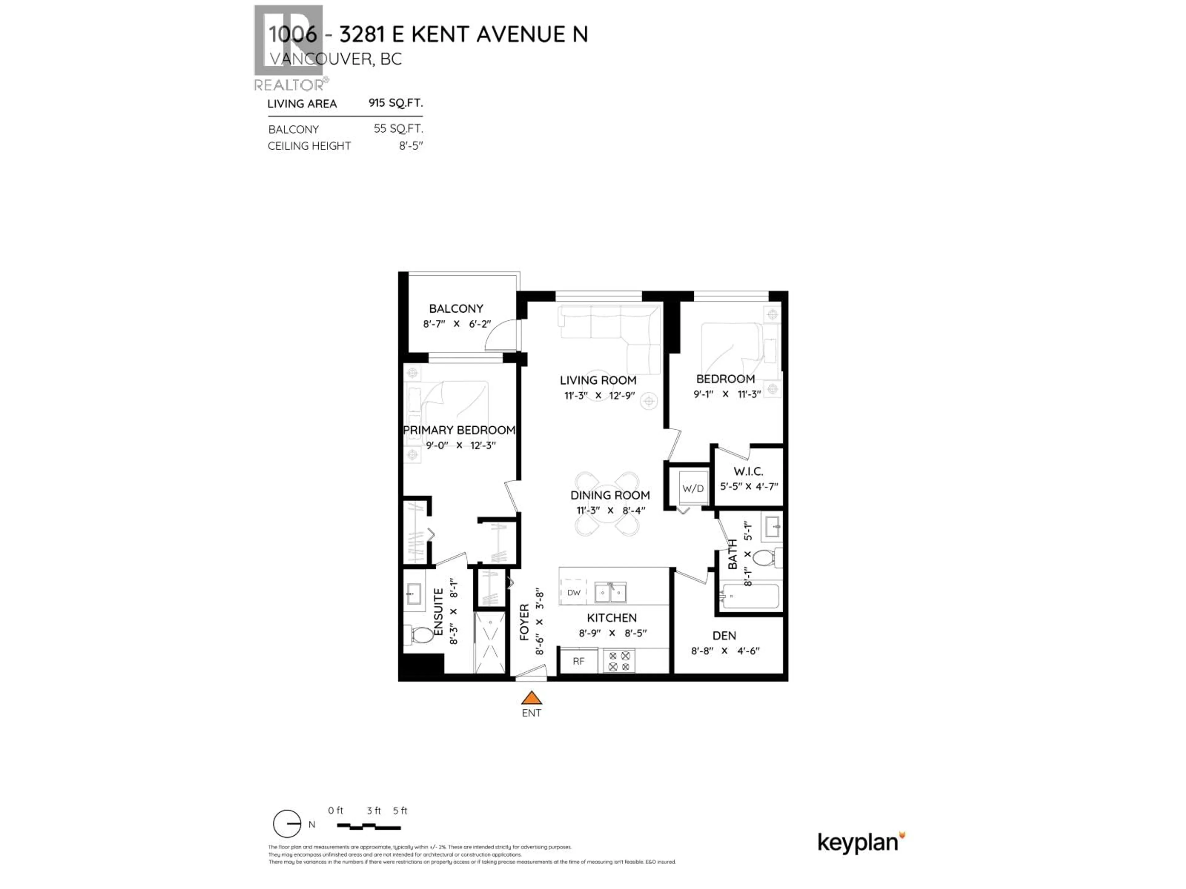 Floor plan for 1006 - 3281 KENT AVENUE NORTH, Vancouver British Columbia V5S0C4