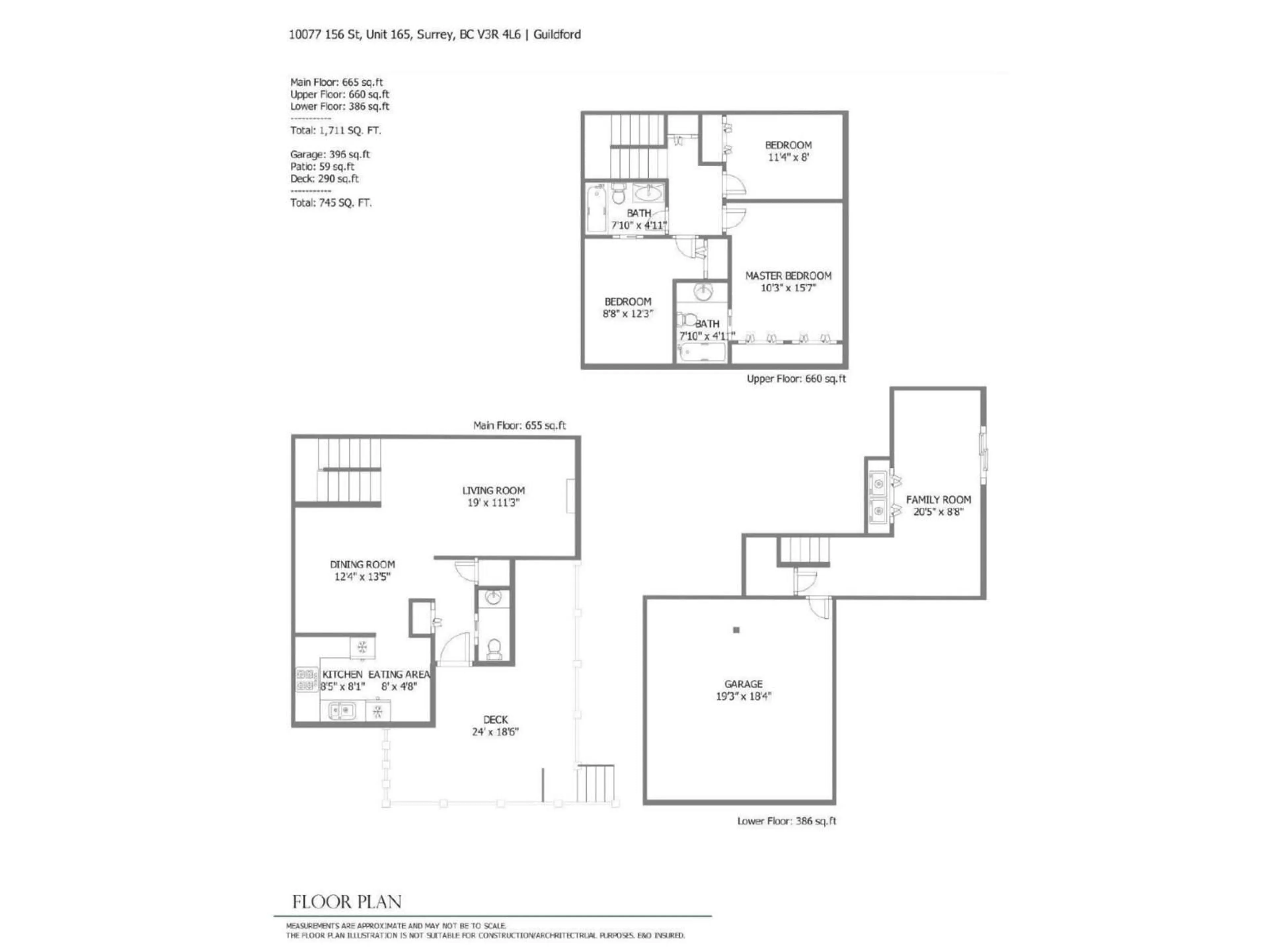 Floor plan for 165 - 10077 156 STREET, Surrey British Columbia V3R4L6