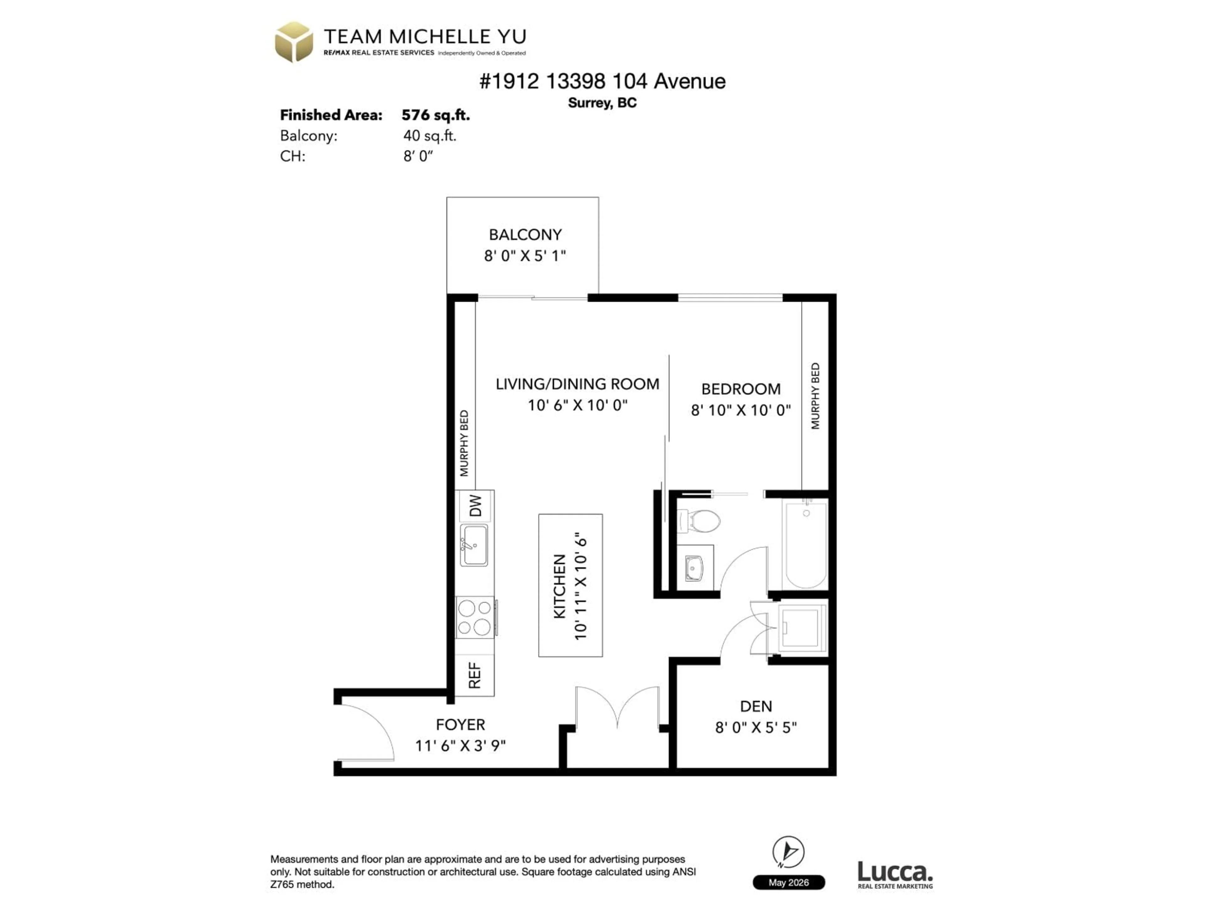 Floor plan for 1912 - 13398 104 AVENUE, Surrey British Columbia V3T1V6