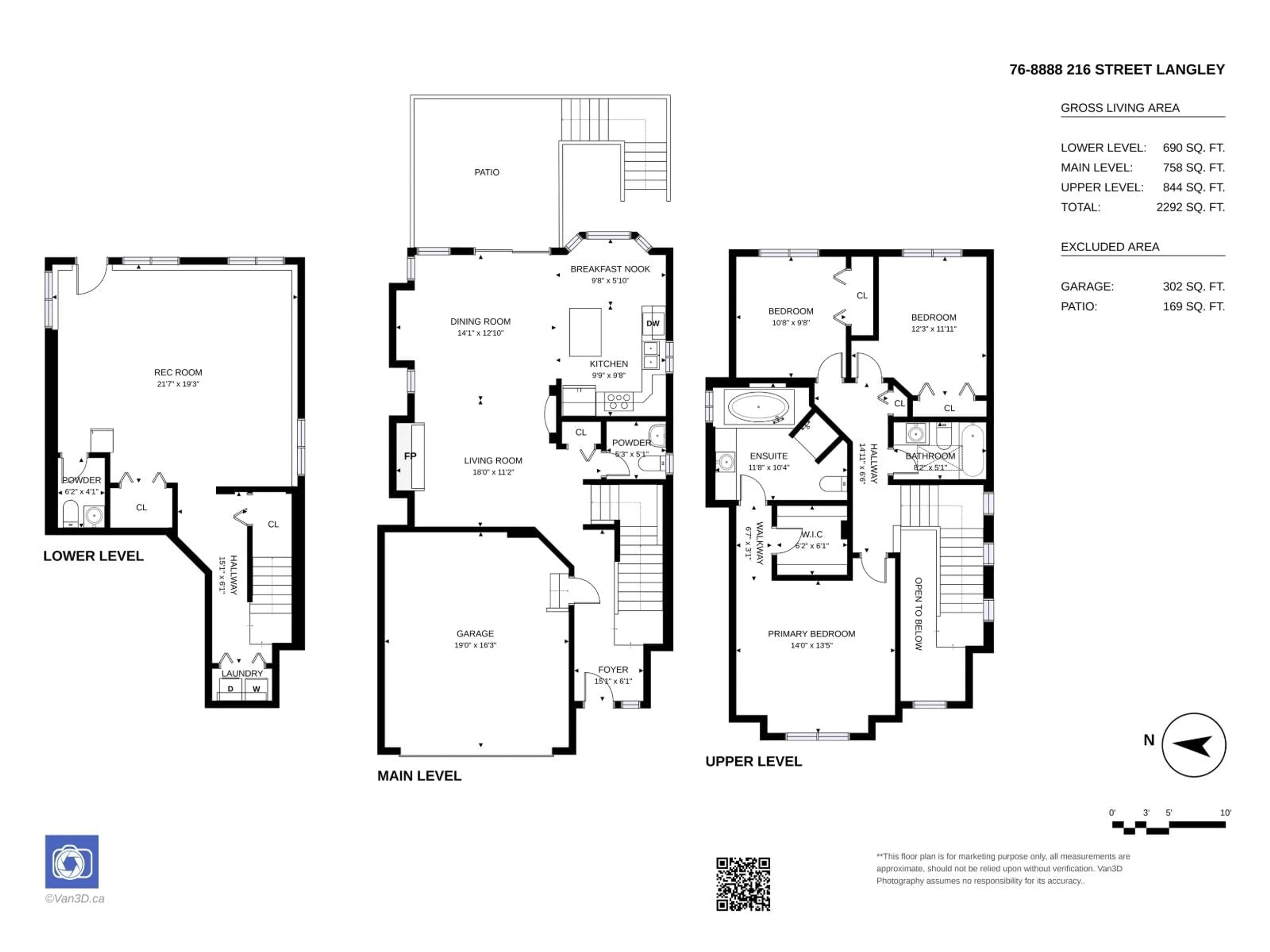 Floor plan for 76 - 8888 216 STREET, Langley British Columbia V1M3Z7