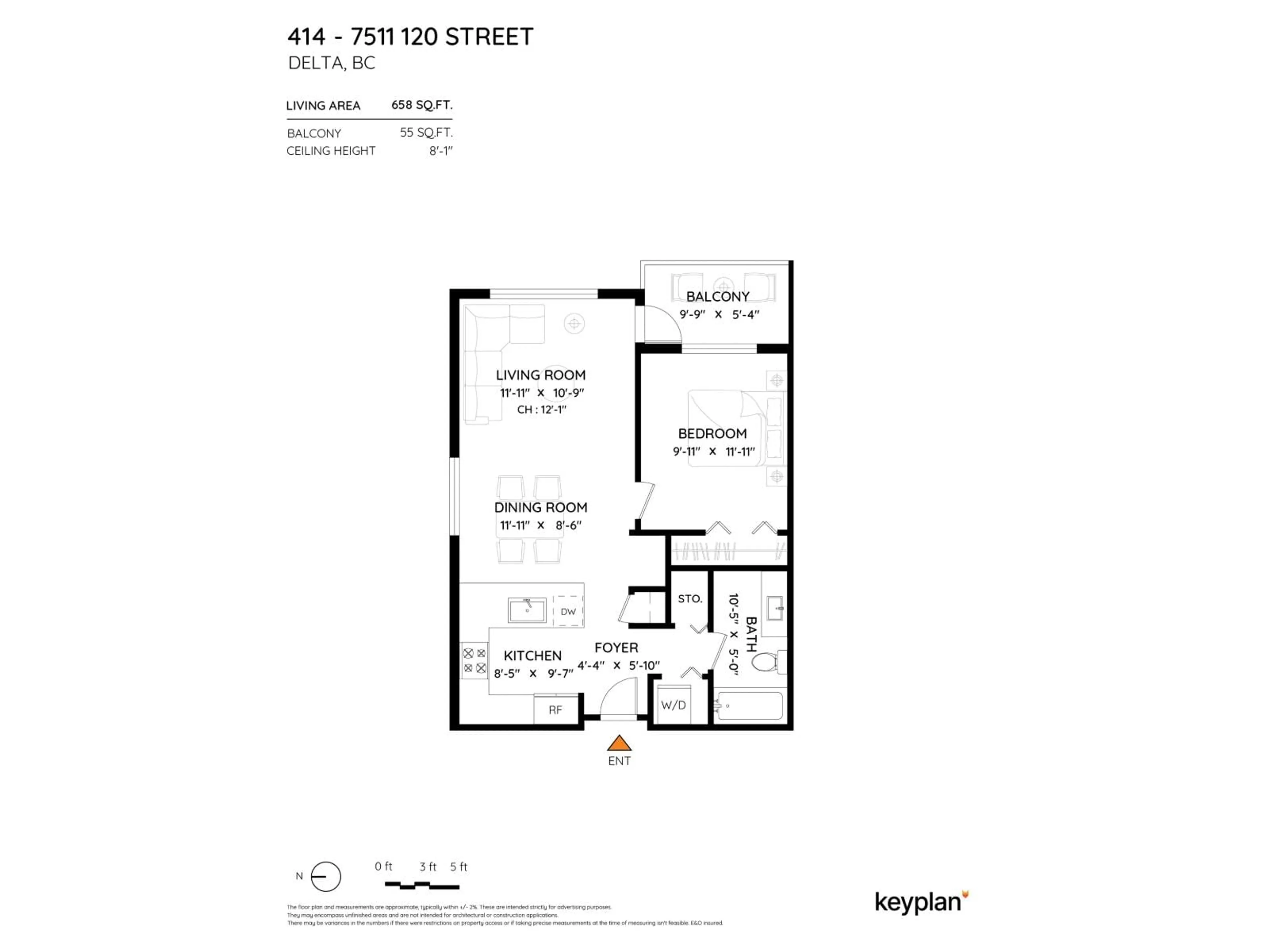 Floor plan for 414 - 7511 120 STREET, Delta British Columbia V4C0C1