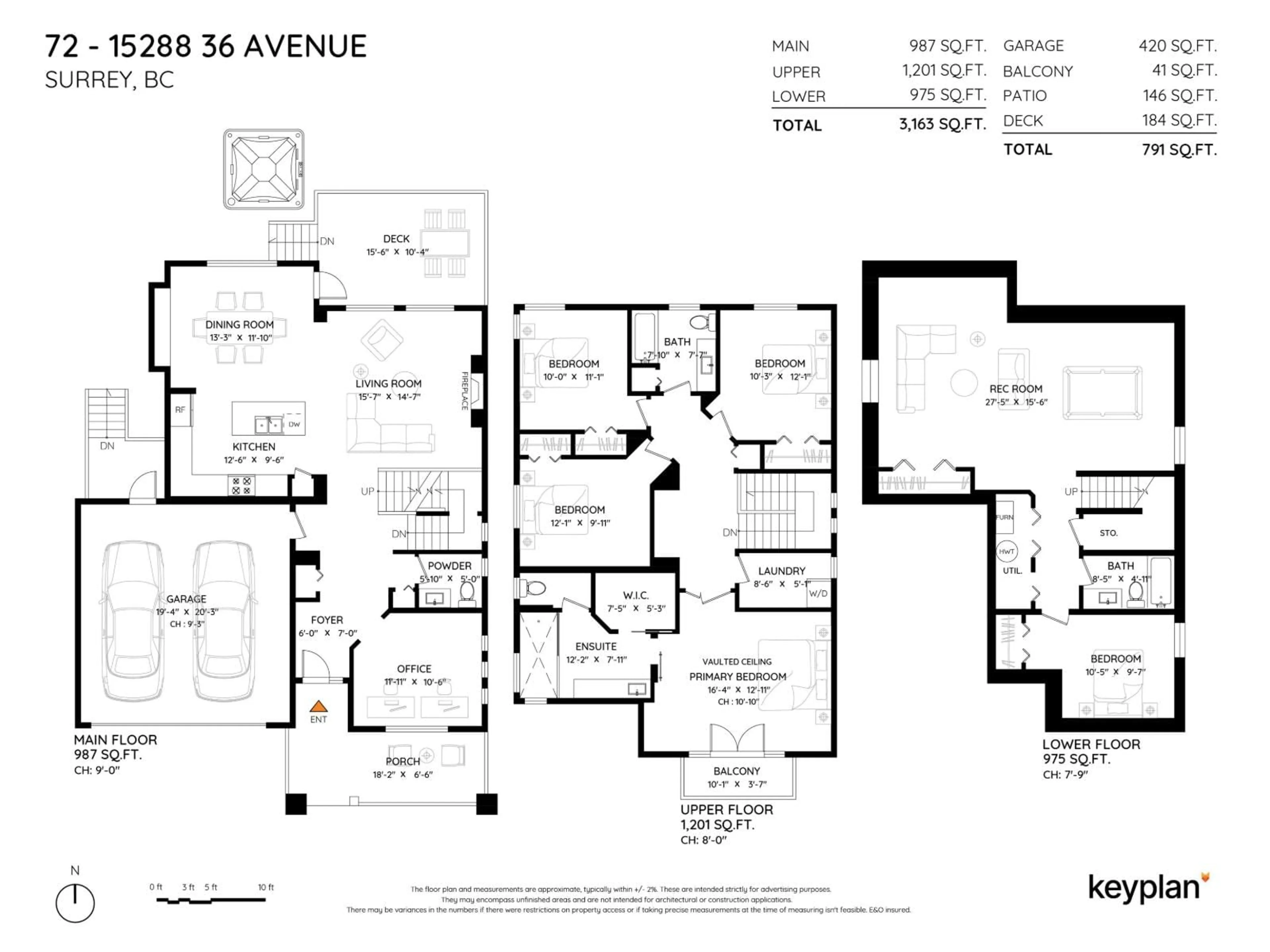 Floor plan for 72 - 15288 36 AVENUE, Surrey British Columbia V3Z0S6