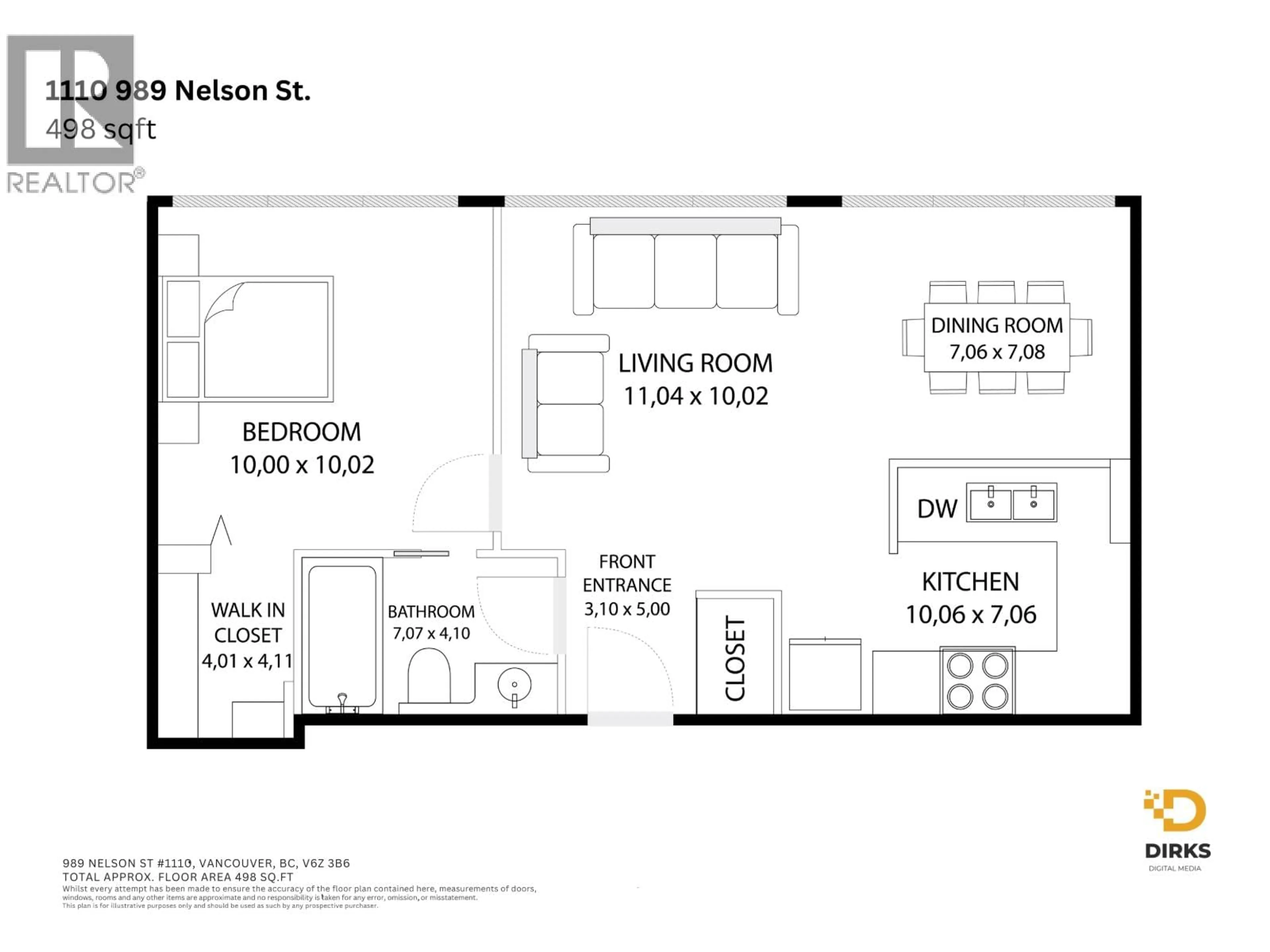 Floor plan for 1110 - 989 NELSON STREET, Vancouver British Columbia V6Z2S1
