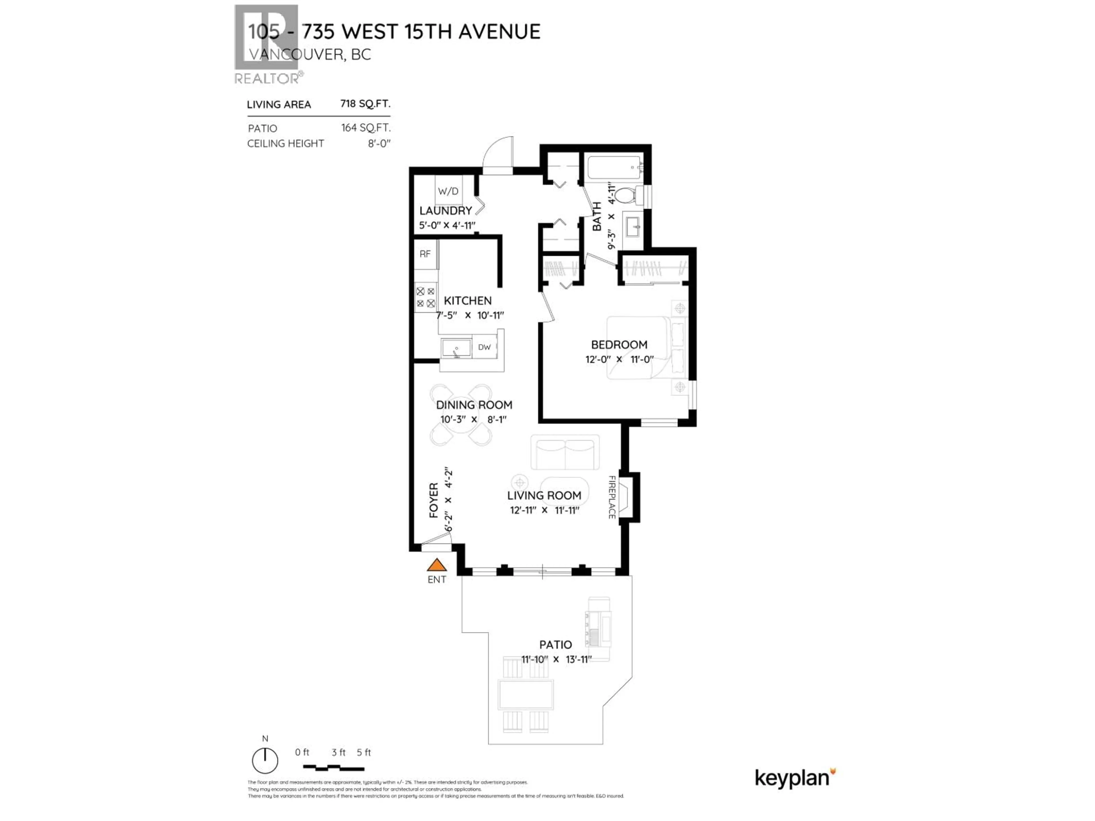 Floor plan for 105 - 735 15TH AVENUE, Vancouver British Columbia V5Z1R6