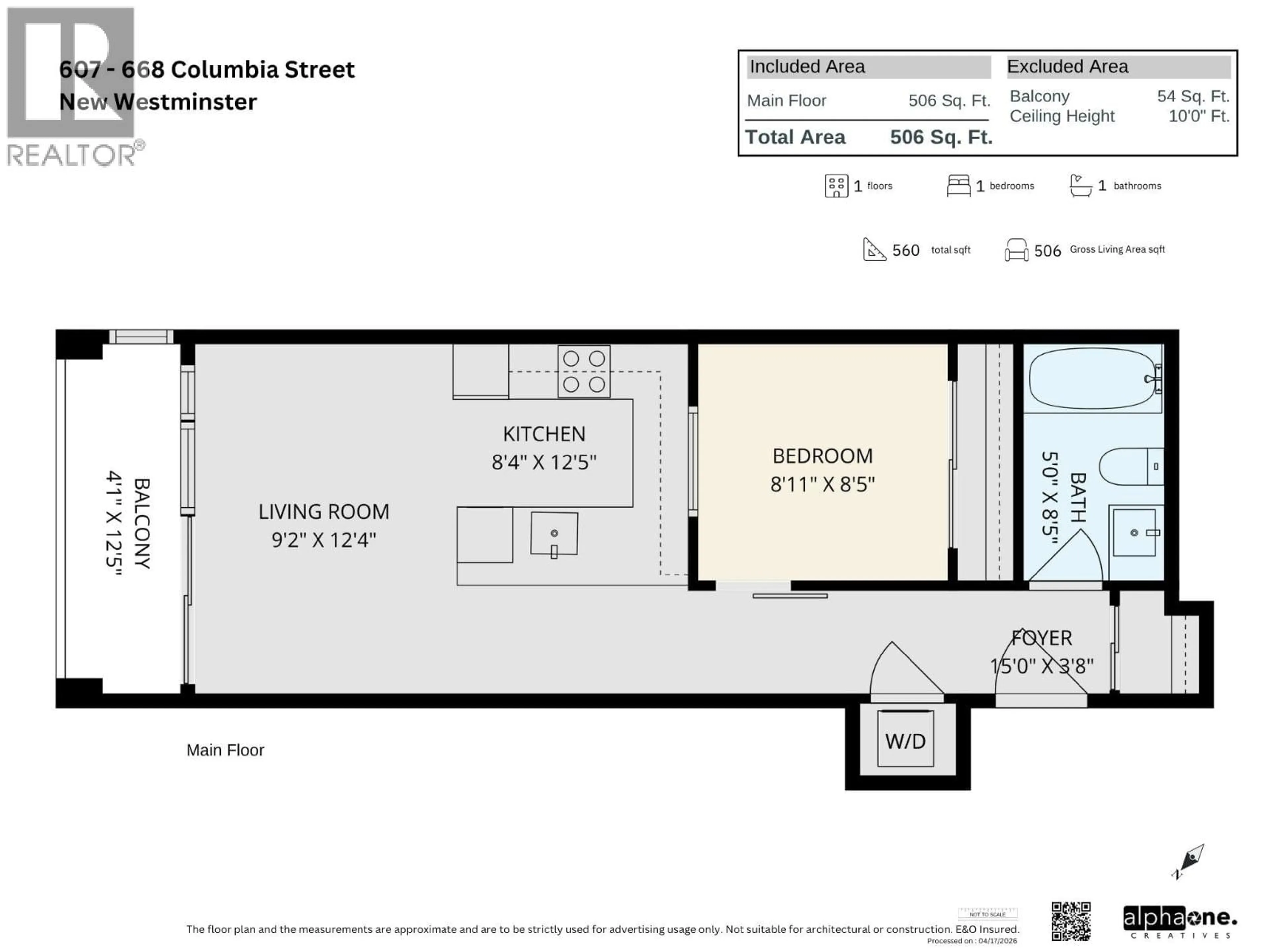 Floor plan for 607 - 668 COLUMBIA STREET, New Westminster British Columbia V3M1A9