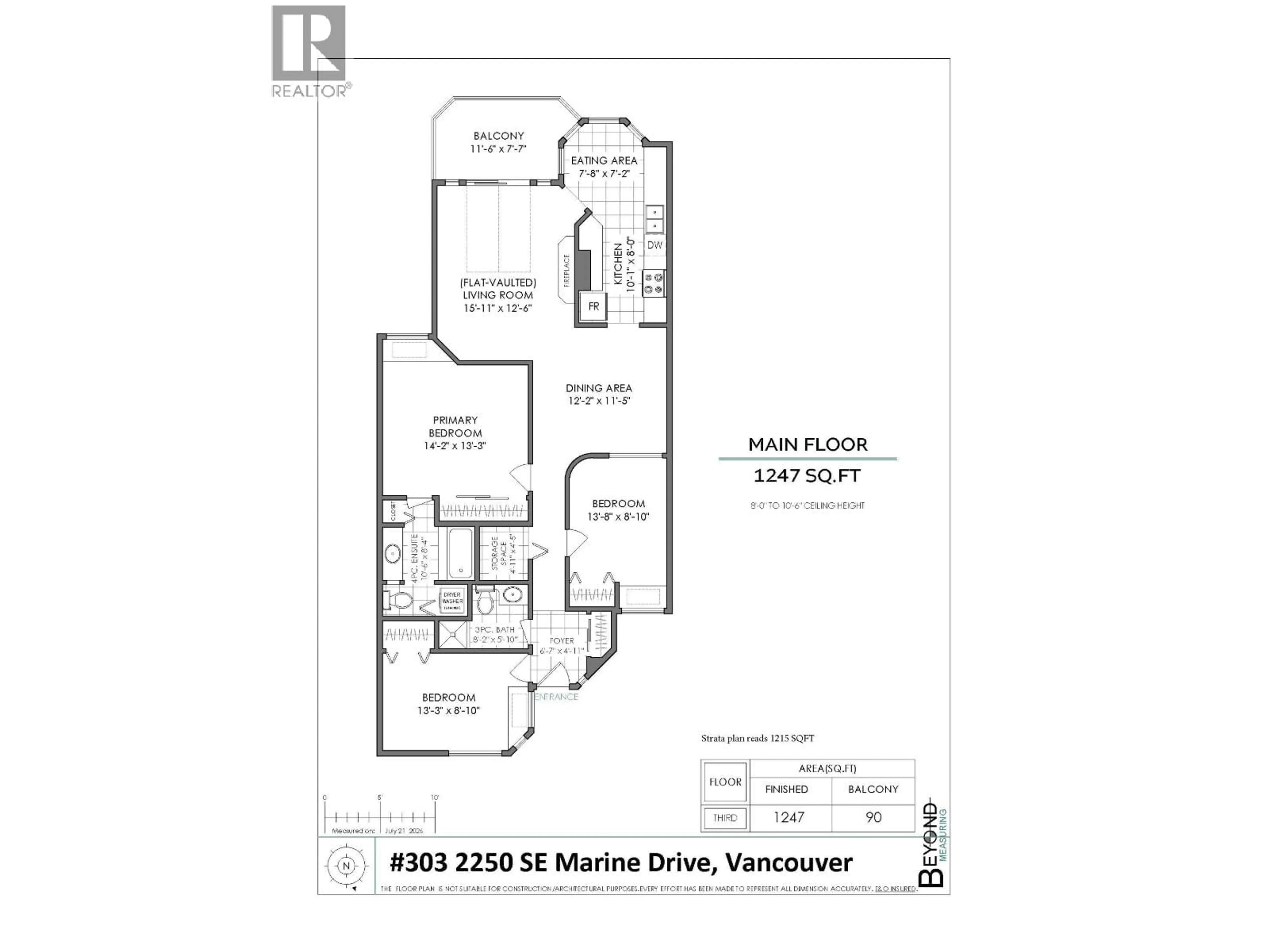 Floor plan for 303 - 2250 MARINE DRIVE, Vancouver British Columbia V5P2S2