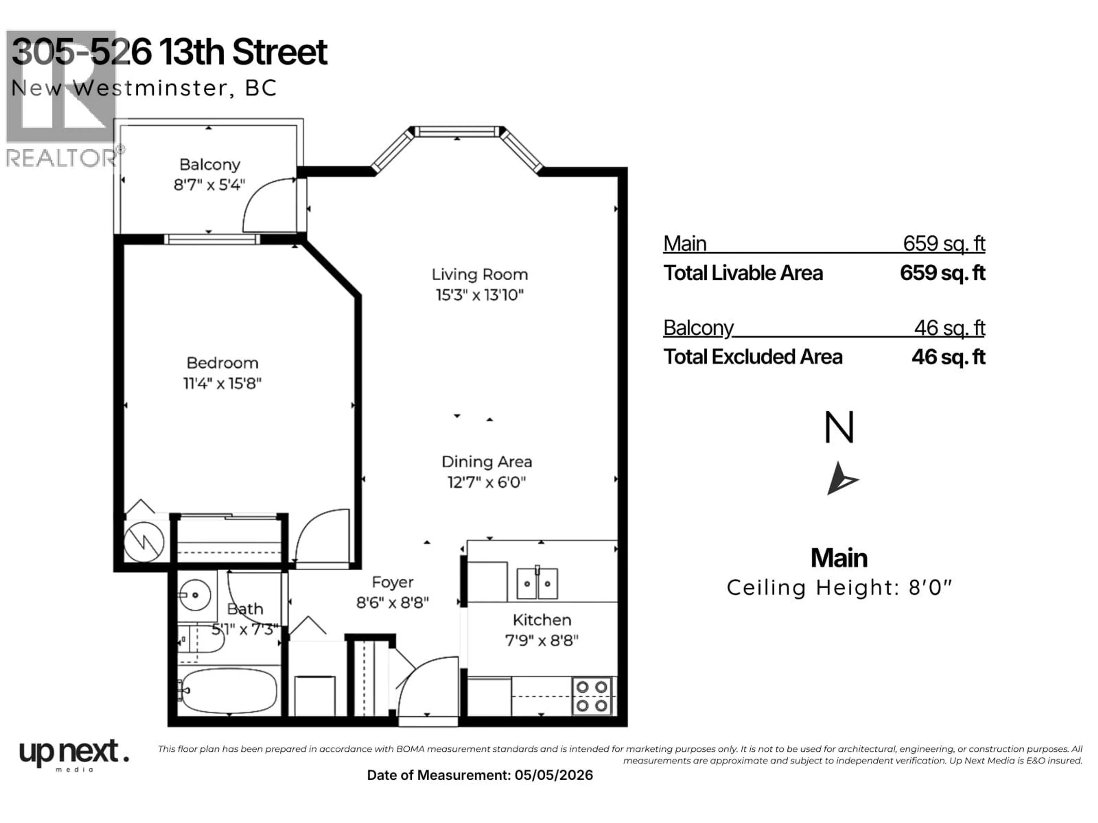 Floor plan for 305 - 526 THIRTEENTH STREET, New Westminster British Columbia V3M4L9