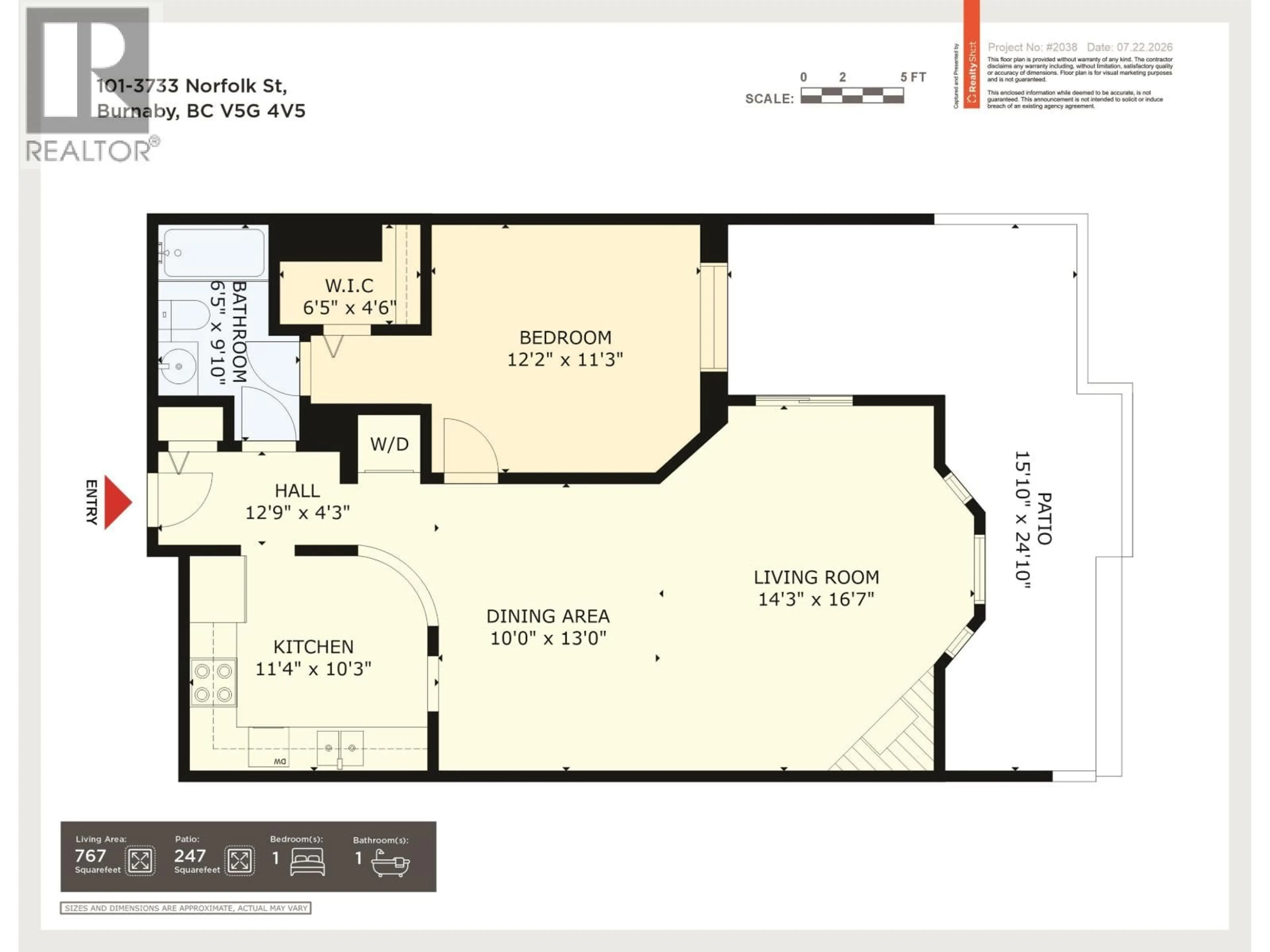 Floor plan for 101 - 3733 NORFOLK STREET, Burnaby British Columbia V5G4V5