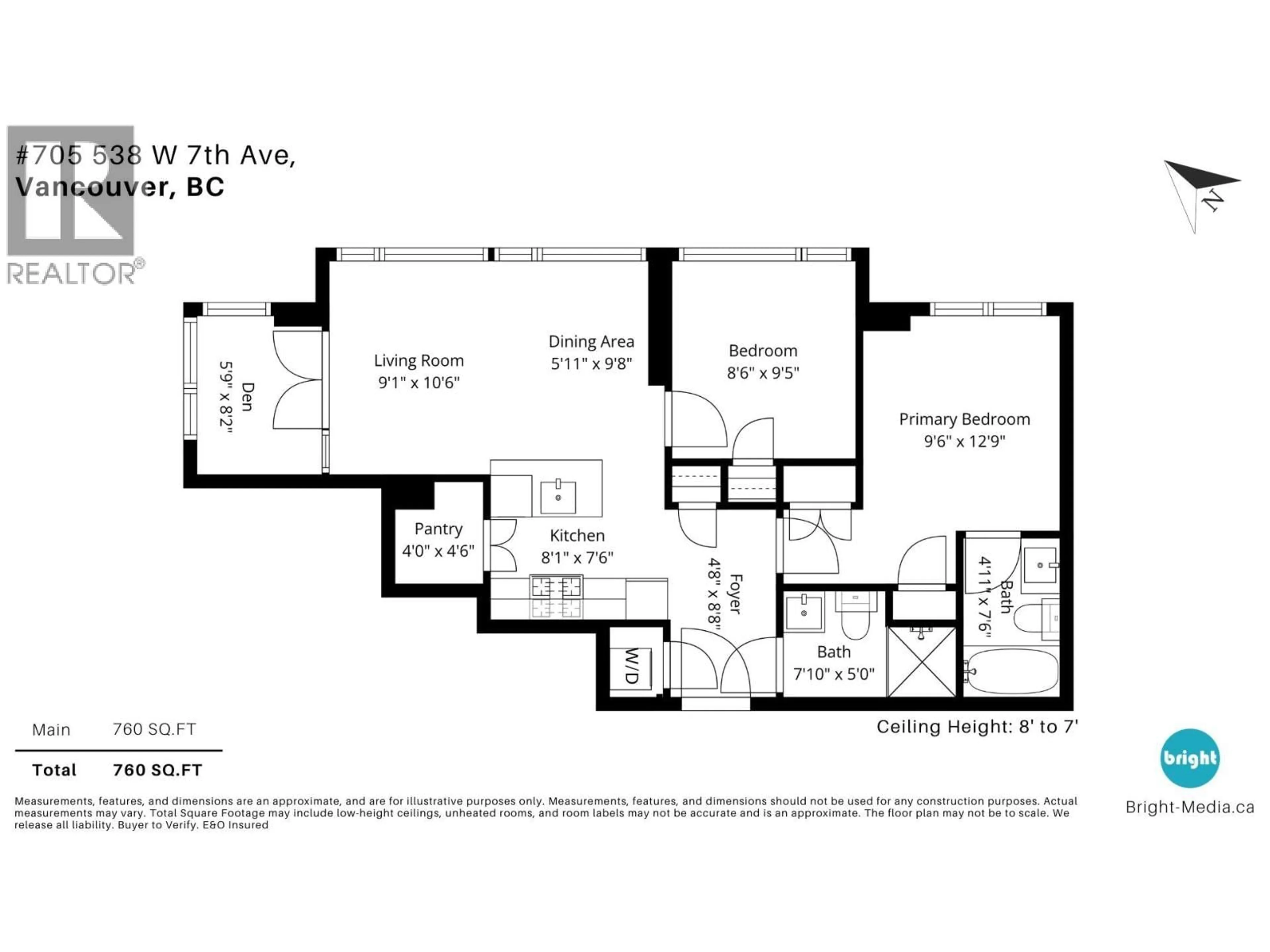 Floor plan for 705 - 538 7TH AVENUE, Vancouver British Columbia V5Z1B3