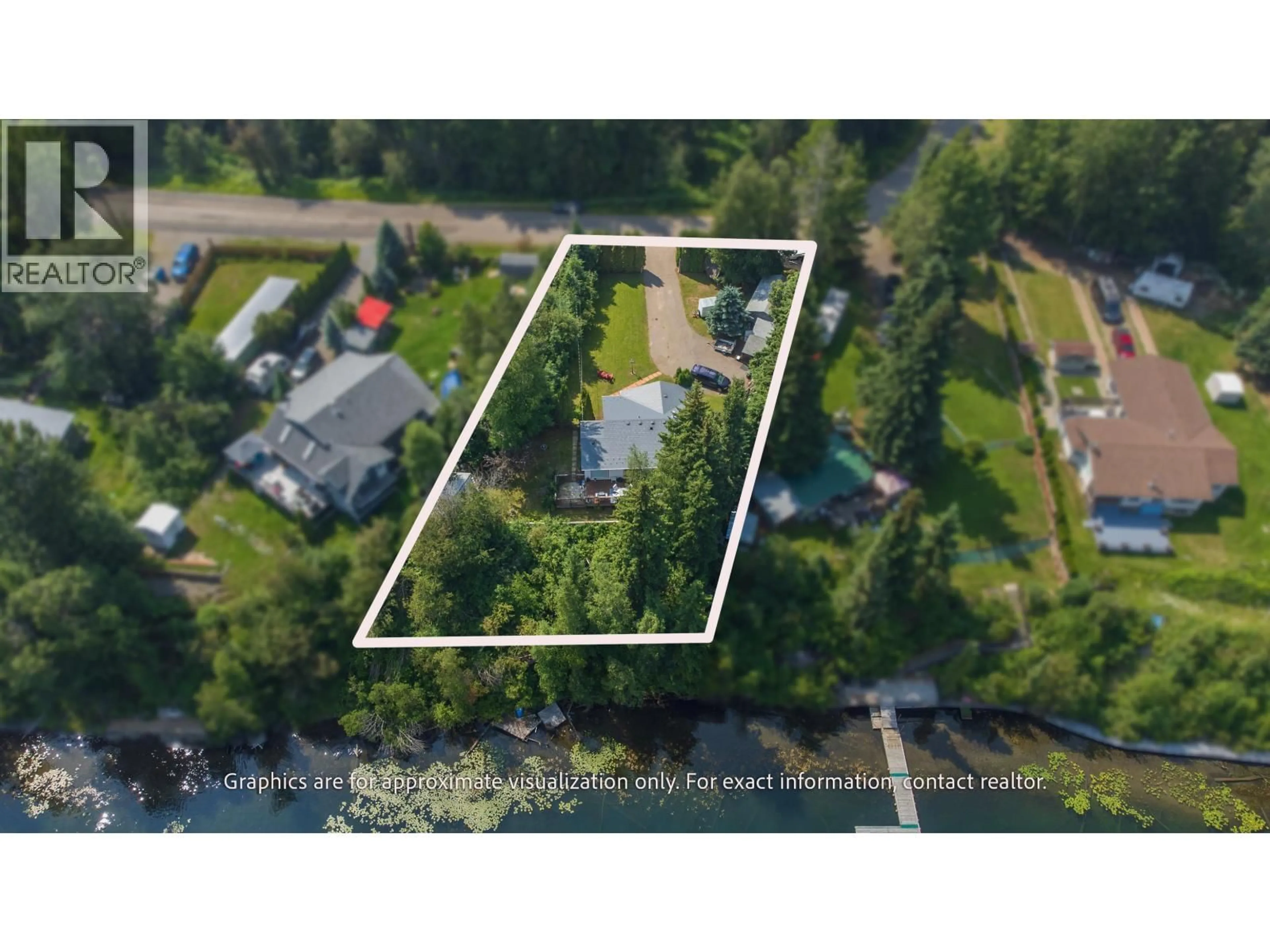 A pic from outside/outdoor area/front of a property/back of a property/a pic from drone, water/lake/river/ocean view for 11330 LAKESIDE DRIVE, Prince George British Columbia V2K5M6