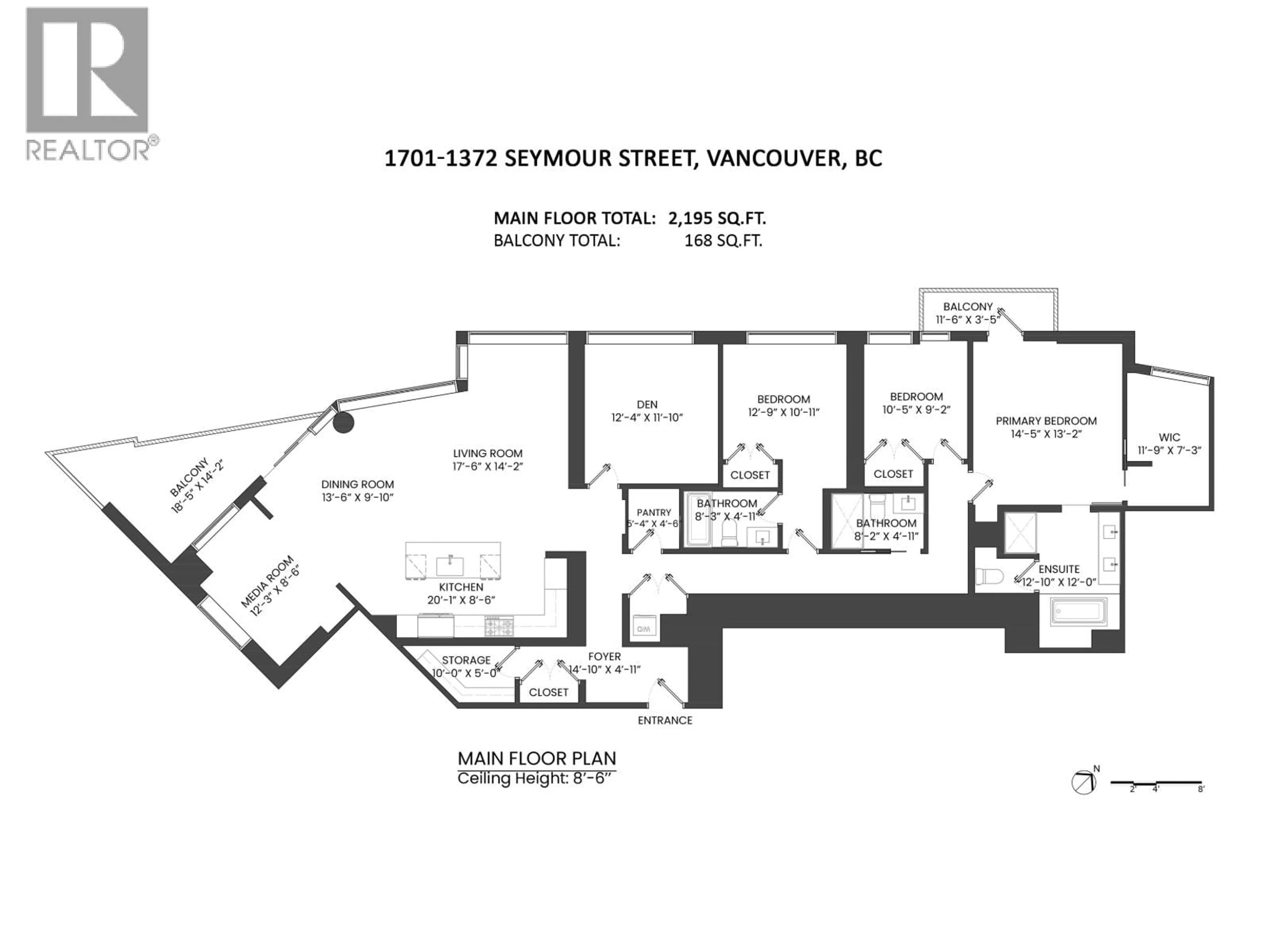 Floor plan for 1701 - 1372 SEYMOUR STREET, Vancouver British Columbia V6B0L1