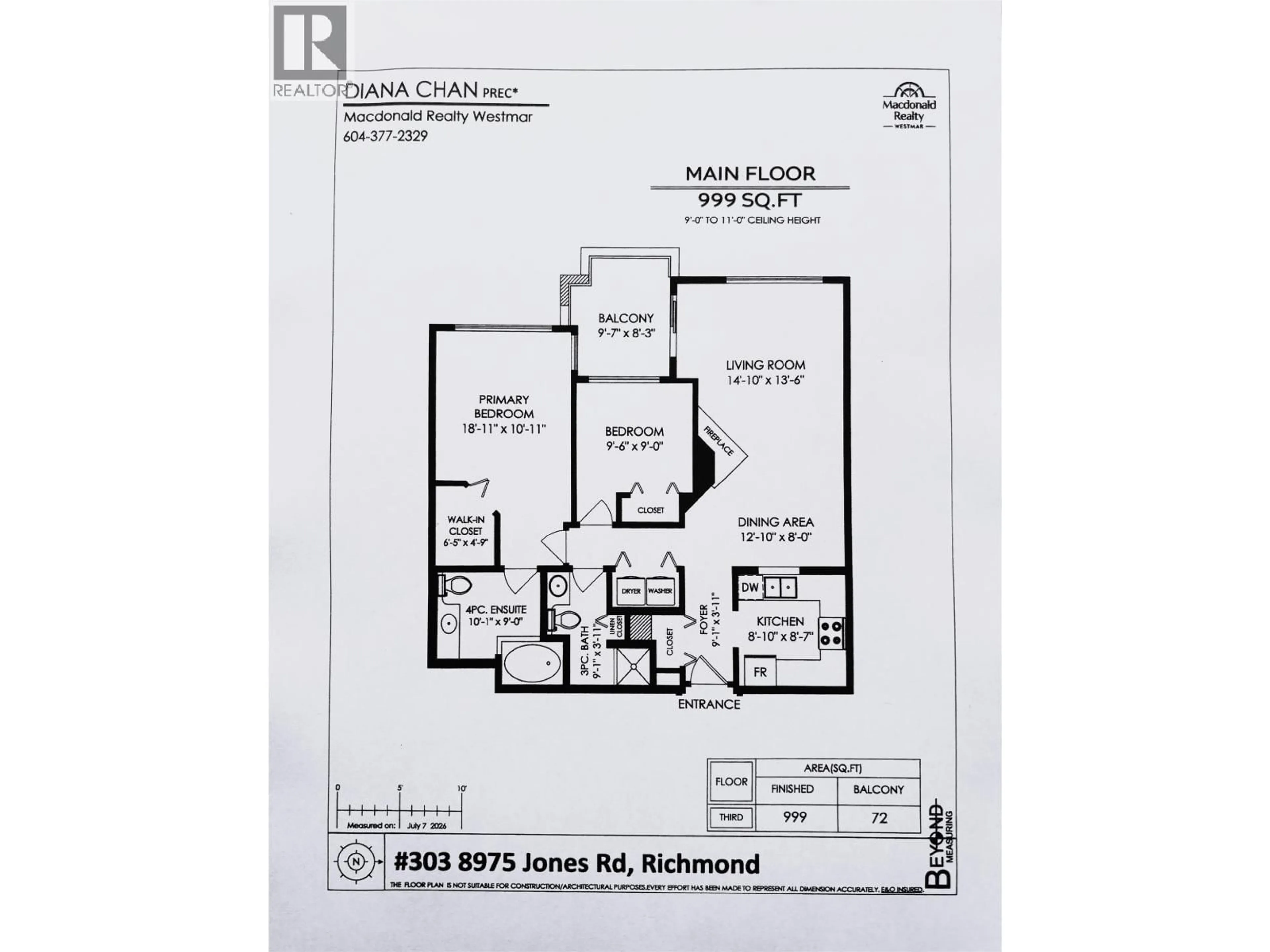 Floor plan for 303 - 8975 JONES ROAD, Richmond British Columbia V6Y3Y7