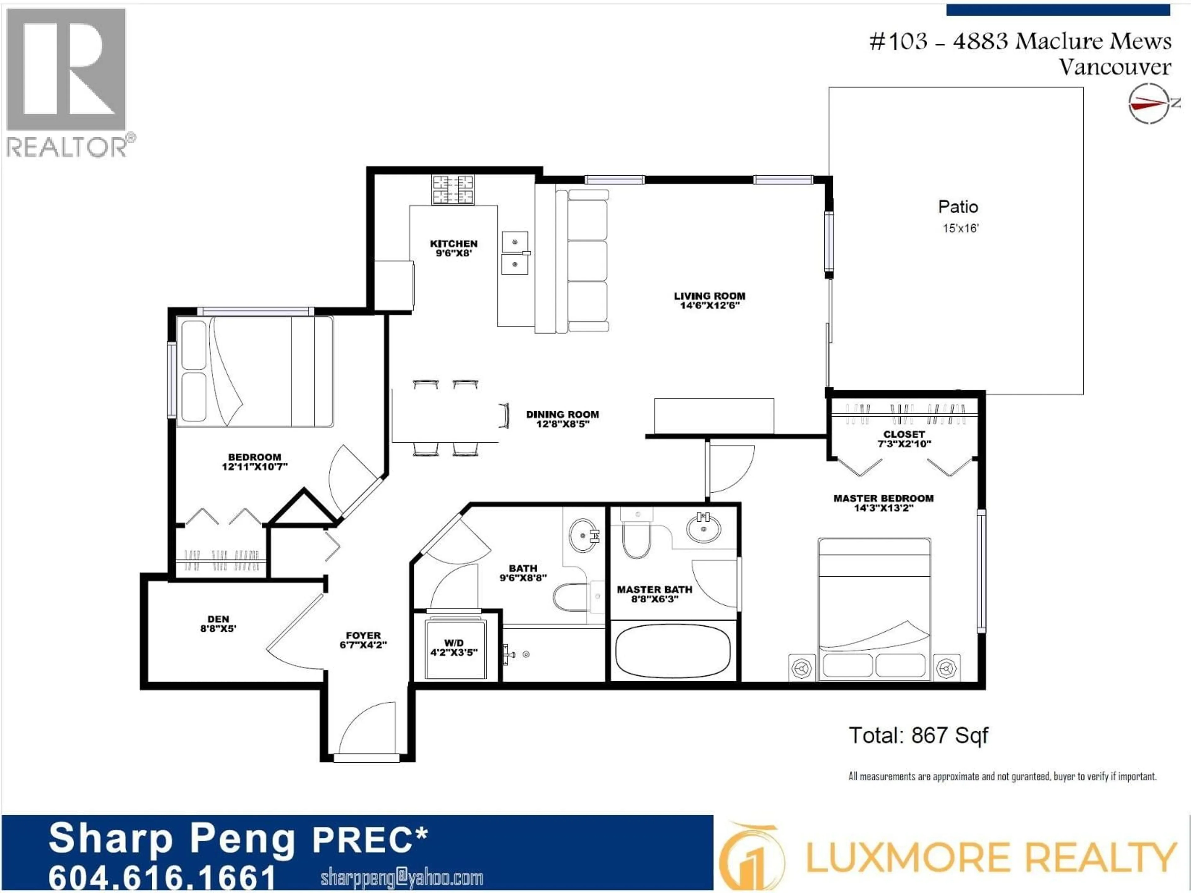 Floor plan for 103 - 4883 MACLURE MEWS, Vancouver British Columbia V6J5M8