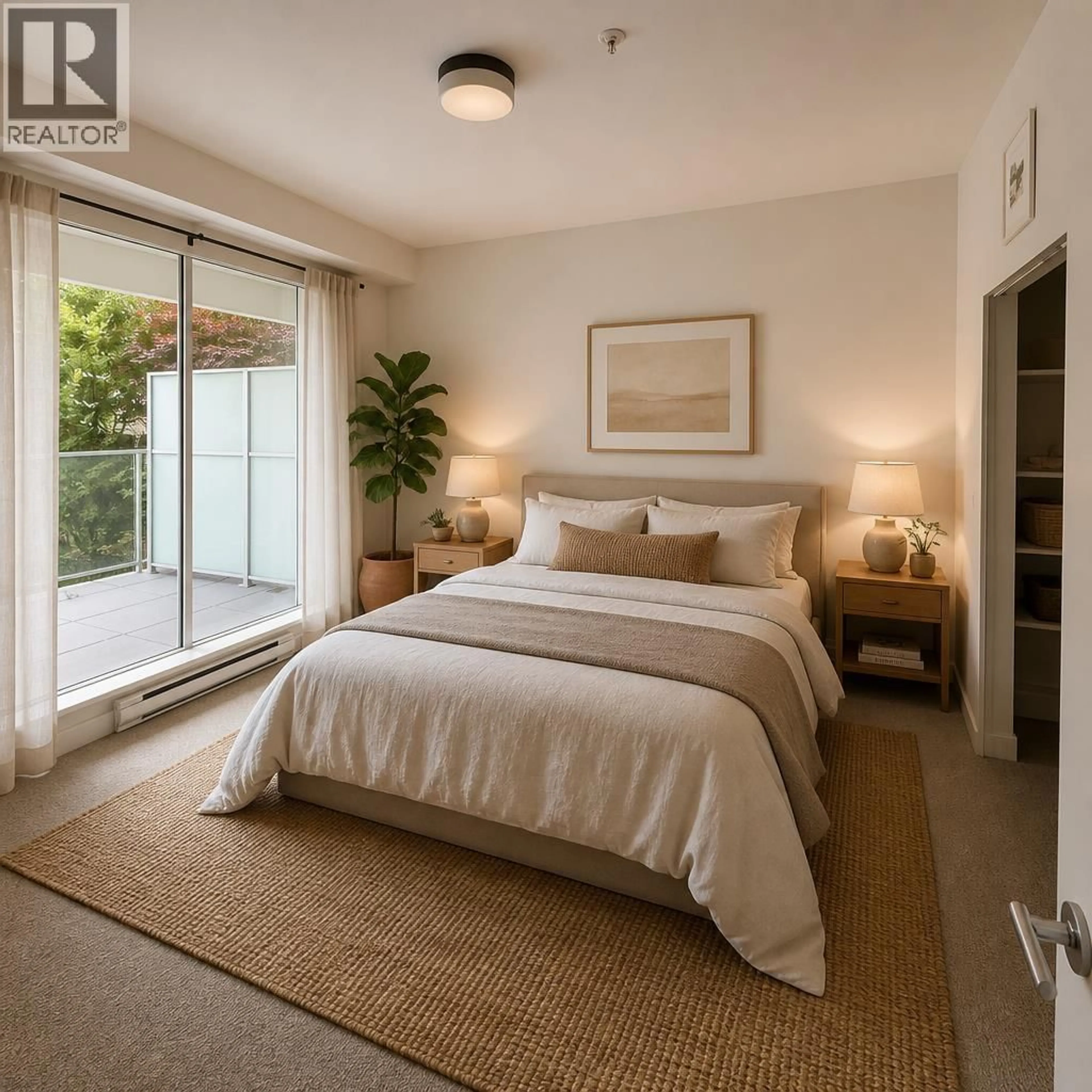 Bedroom with bed, carpet floor for 101 - 1768 GILMORE AVENUE, Burnaby British Columbia V5C0L4