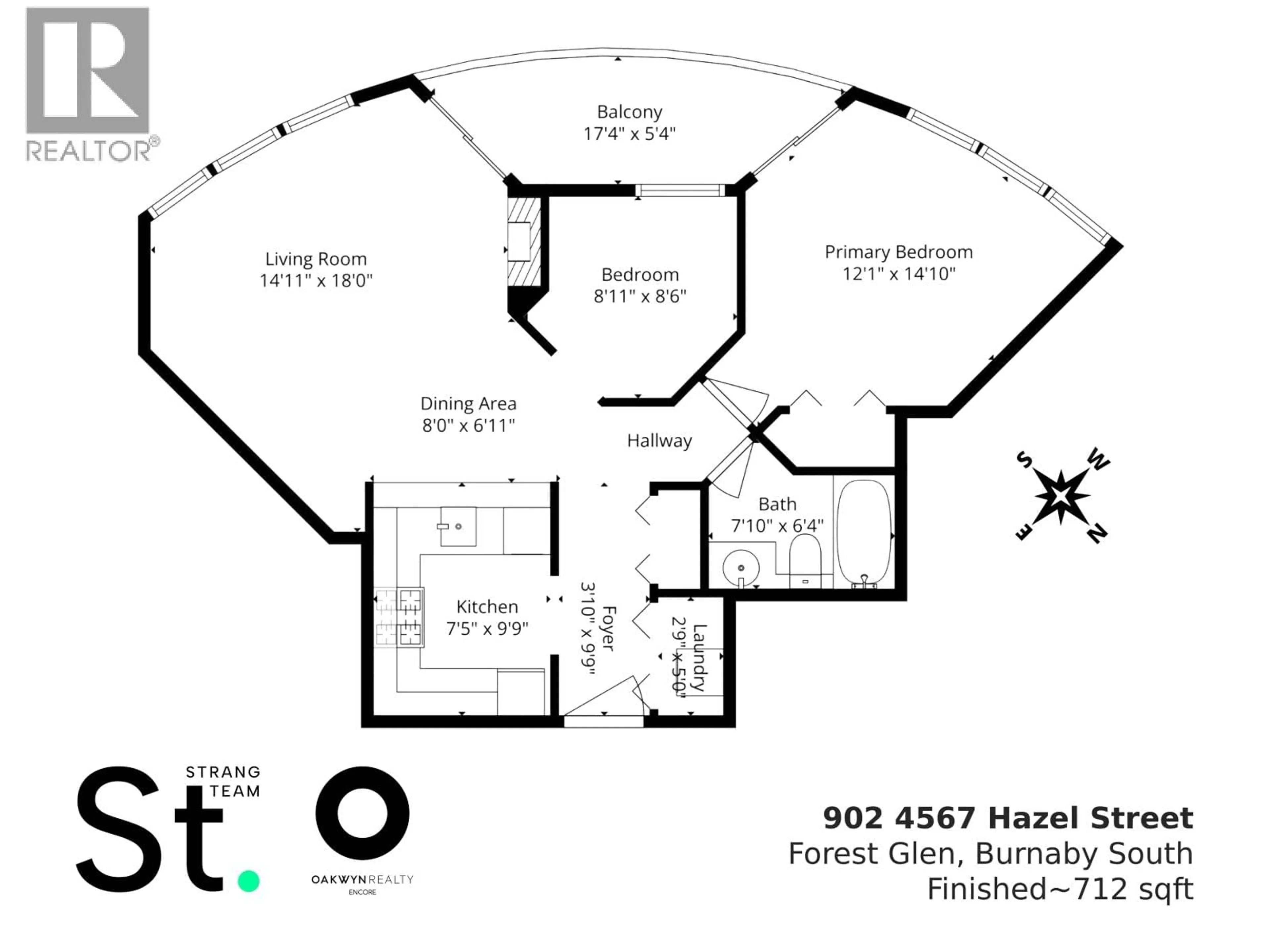 Floor plan for 902 - 4567 HAZEL STREET, Burnaby British Columbia V5H4V4