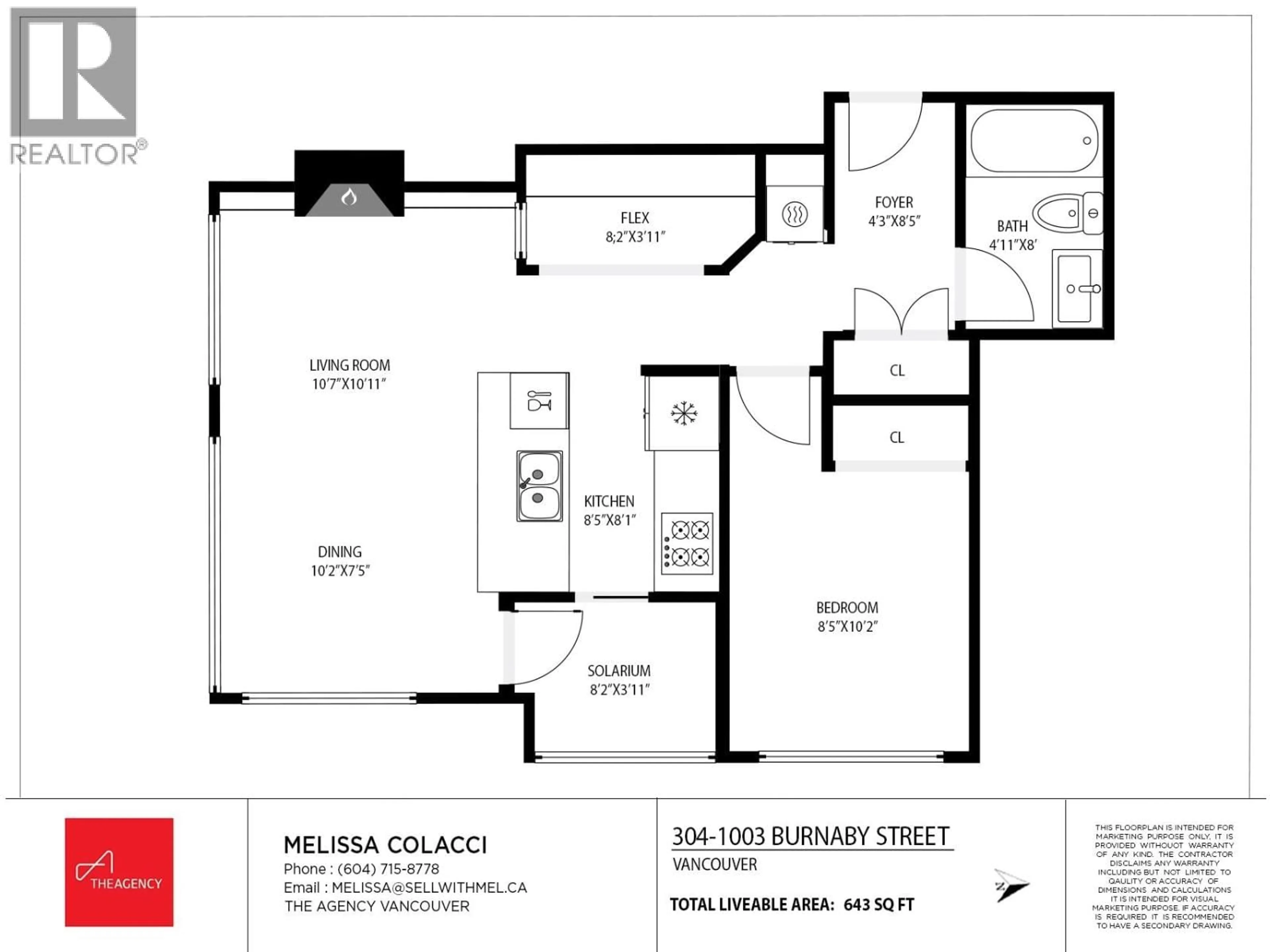 Floor plan for 304 - 1003 BURNABY STREET, Vancouver British Columbia V6E4R7