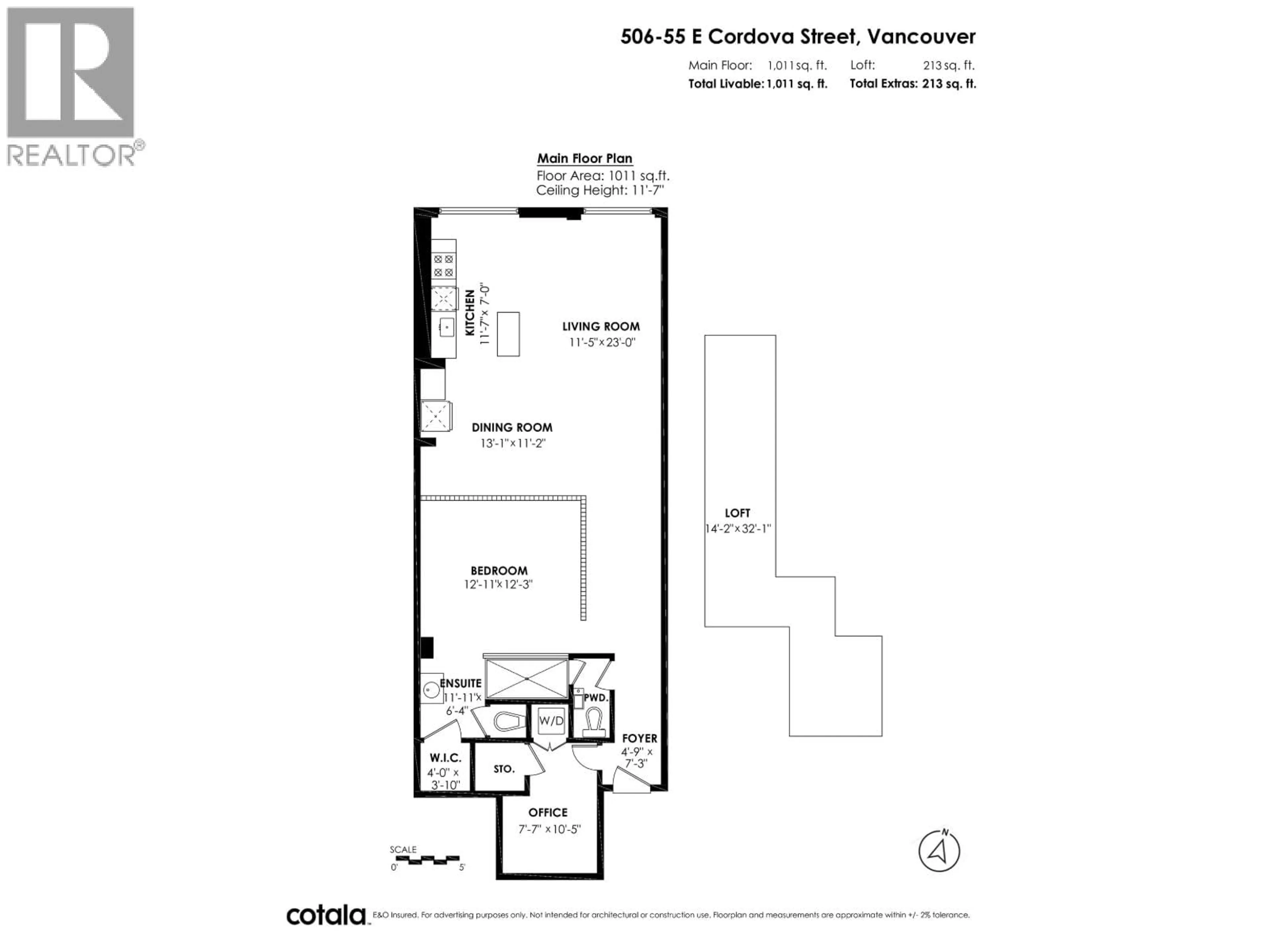 Floor plan for 506 - 55 CORDOVA STREET, Vancouver British Columbia V6A0A5