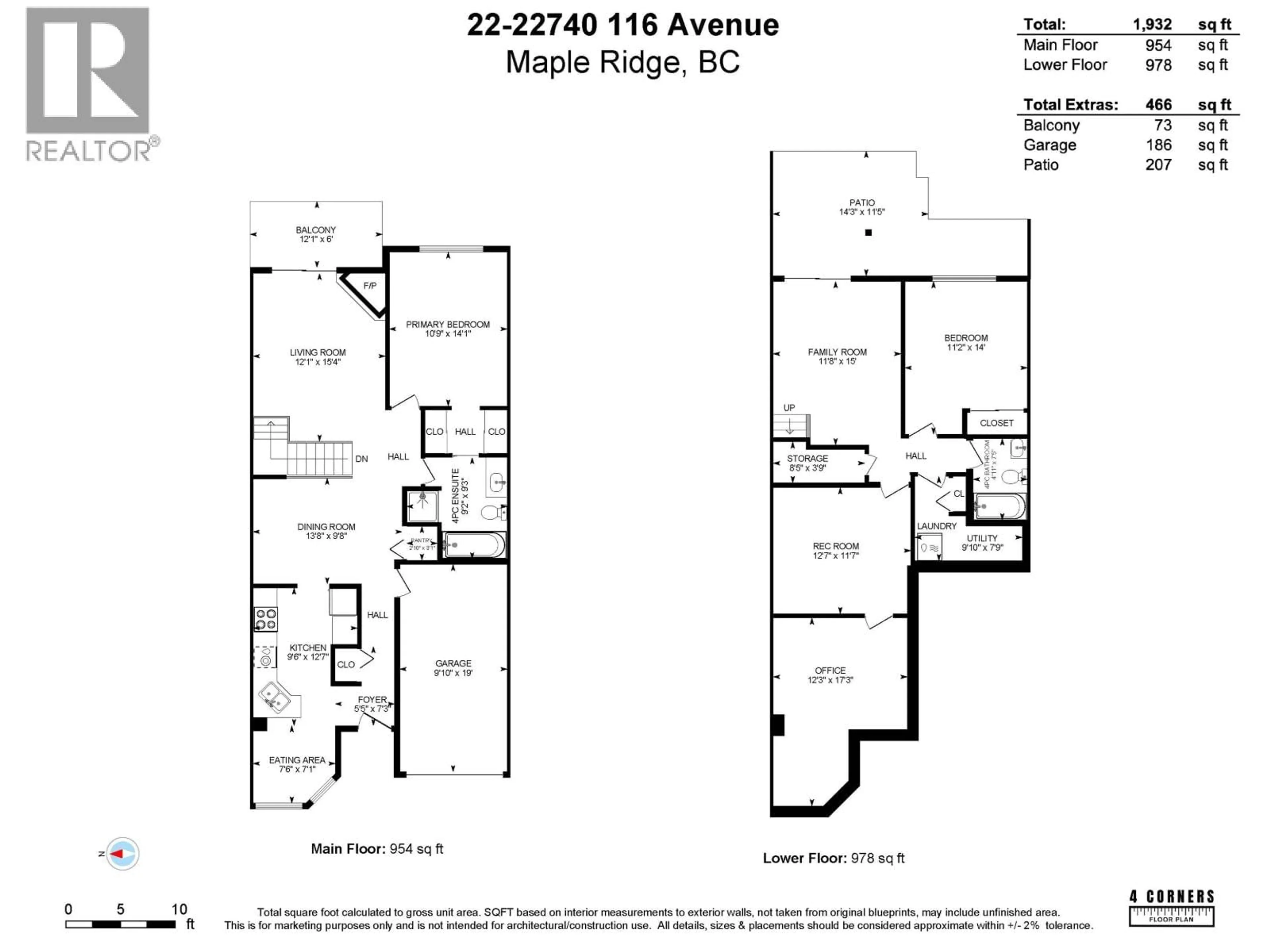 Floor plan for 22 - 22740 116 AVENUE, Maple Ridge British Columbia V2X2X7