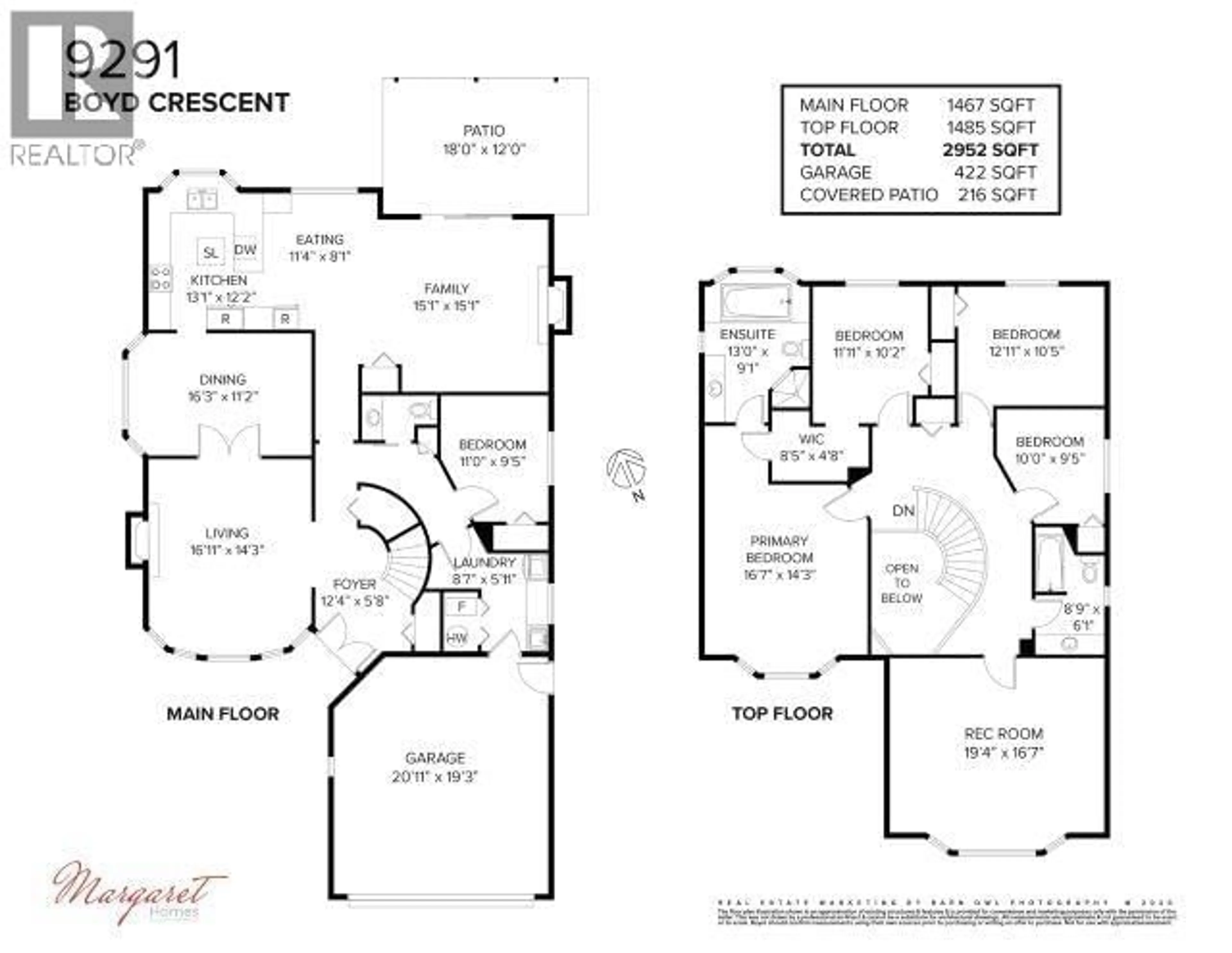 Floor plan for 9291 BOYD COURT, Richmond British Columbia V6Y3N9