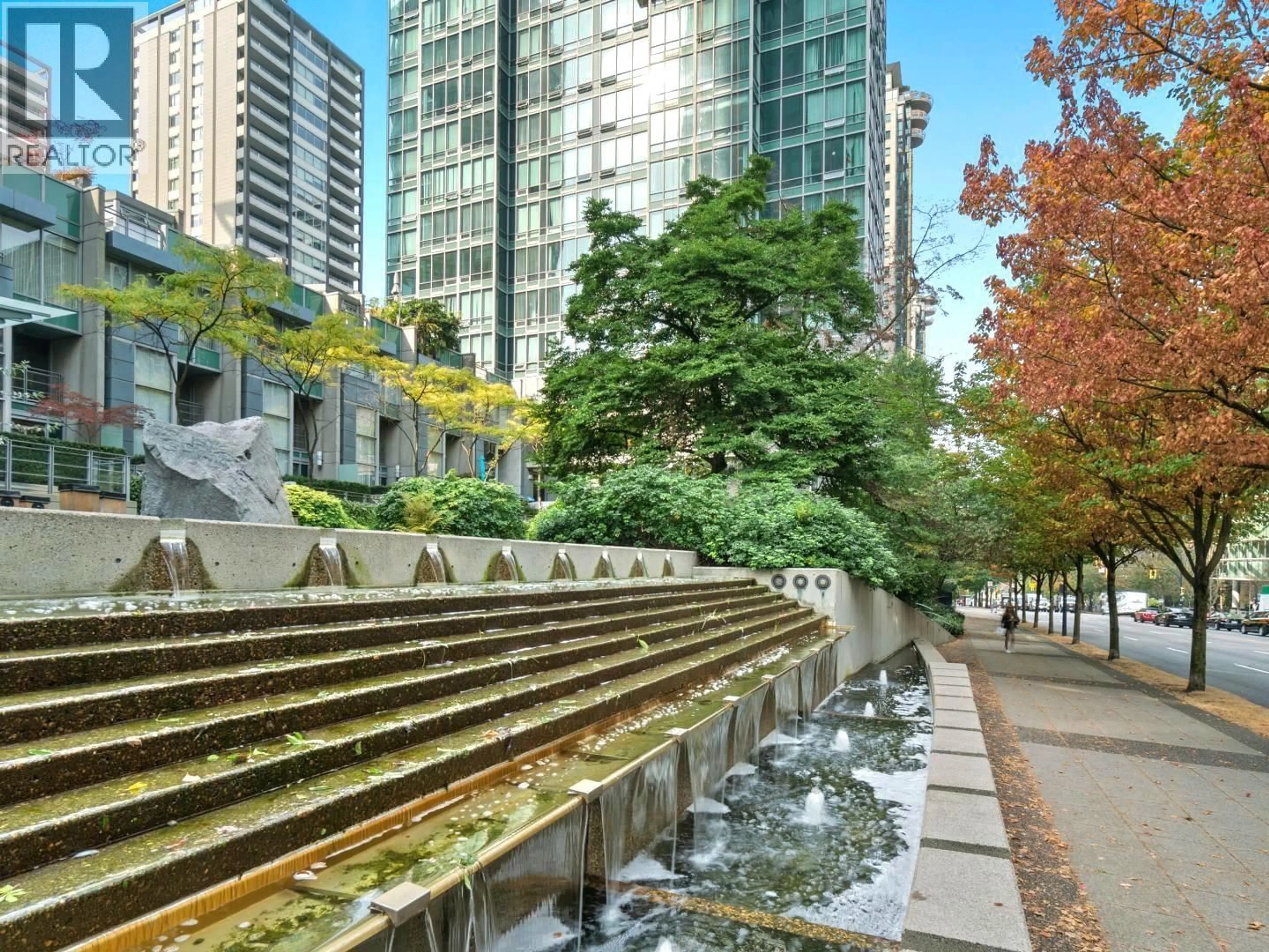 Patio, city buildings view from balcony for 1005 - 1288 GEORGIA STREET, Vancouver British Columbia V6E4R3