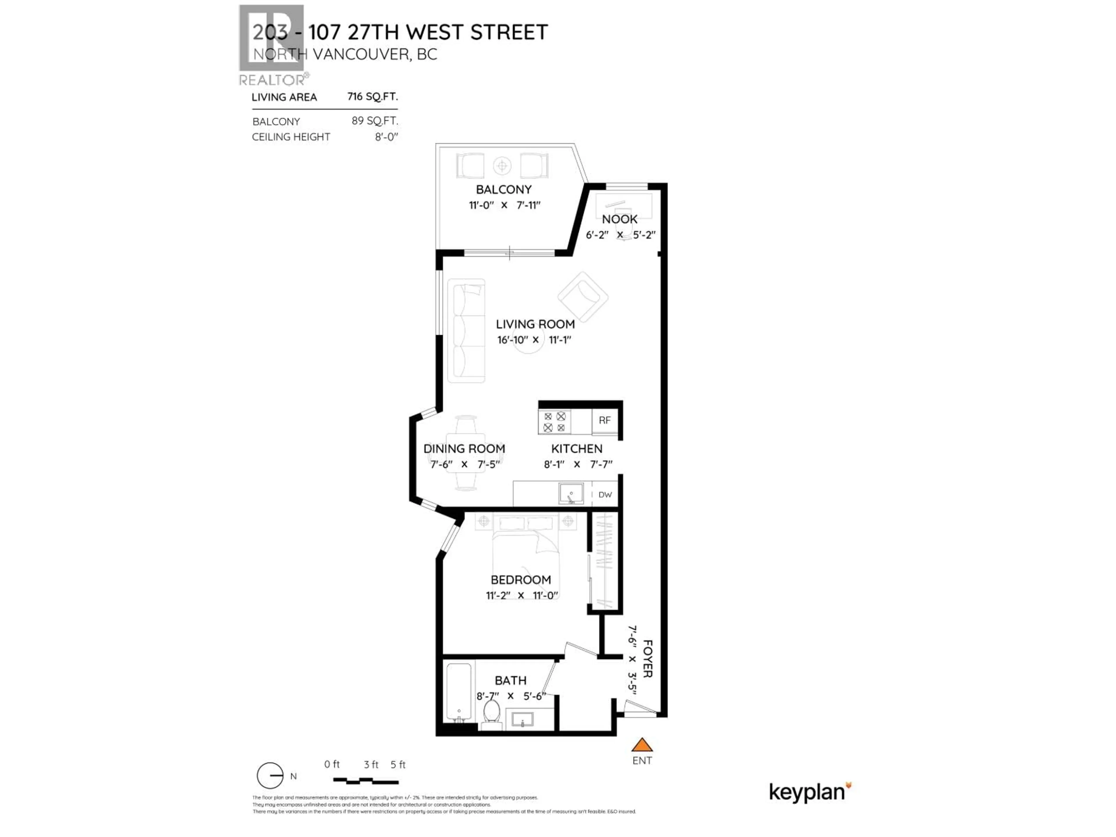Floor plan for 203 - 107 27TH STREET, North Vancouver British Columbia V7N4G5